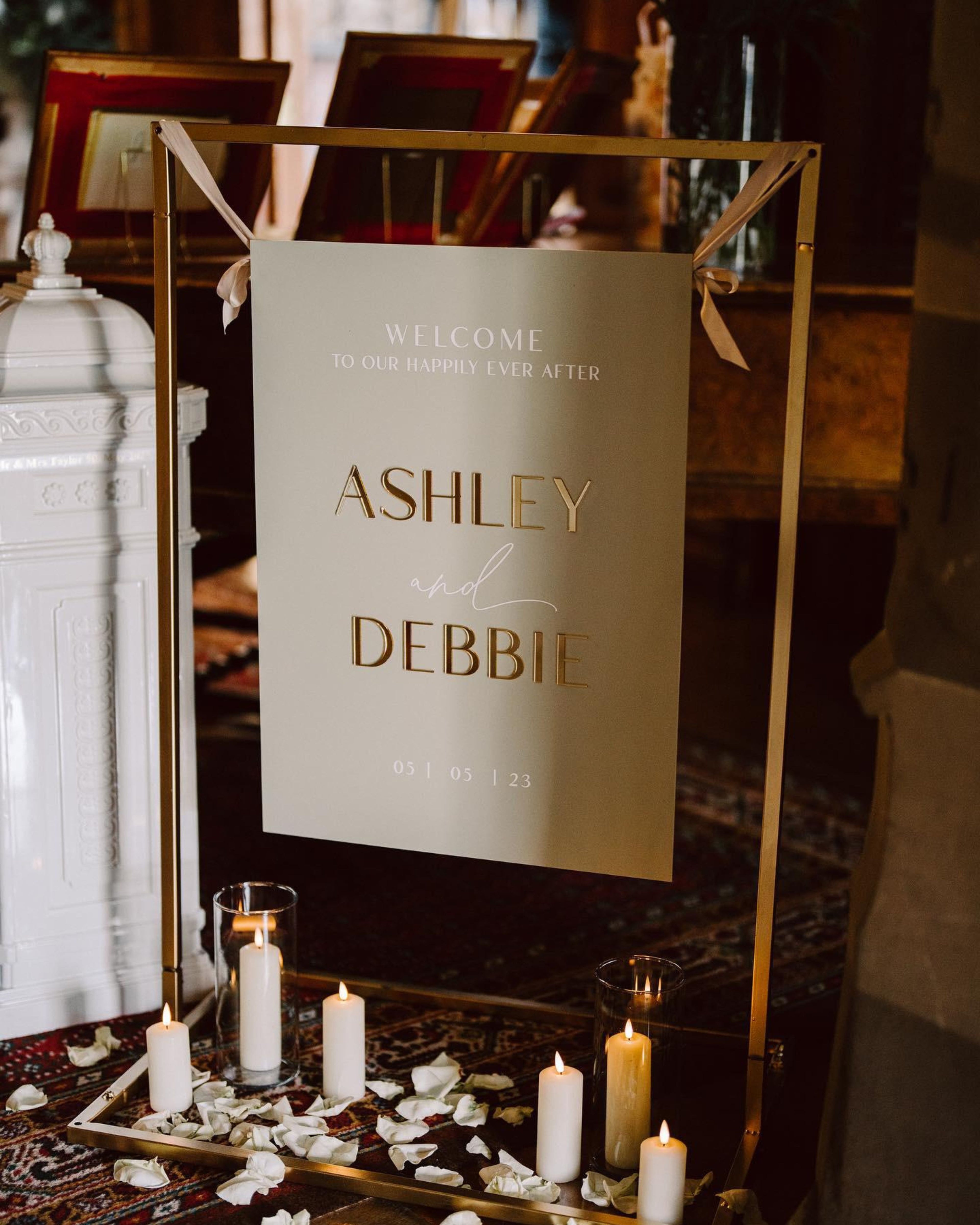 Personalised Acrylic Wedding Welcome Sign: 3D Mirror Names, -- No Import Fees to USA -- Wedding Signage, Custom Signage, A3, A2, A1