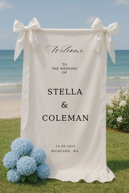 Fabric Wedding Welcome Sign，Personalized Wedding Welcome Sign