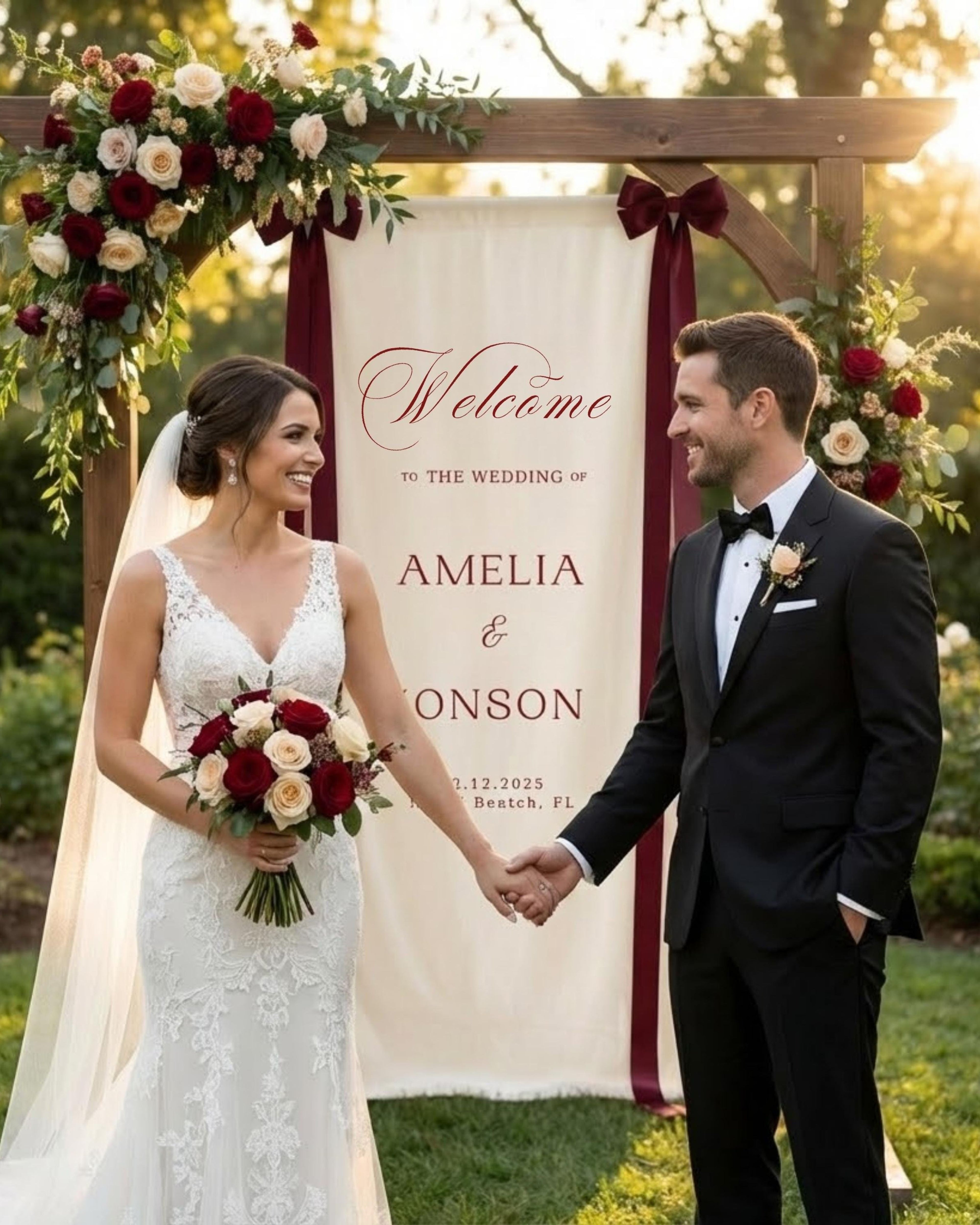 Fabric Wedding Welcome Sign Modern Wedding Welcome Sign Fabric Linen Custom Wedding ceremony Boho Wedding Welcome Sign Ceremony Sign