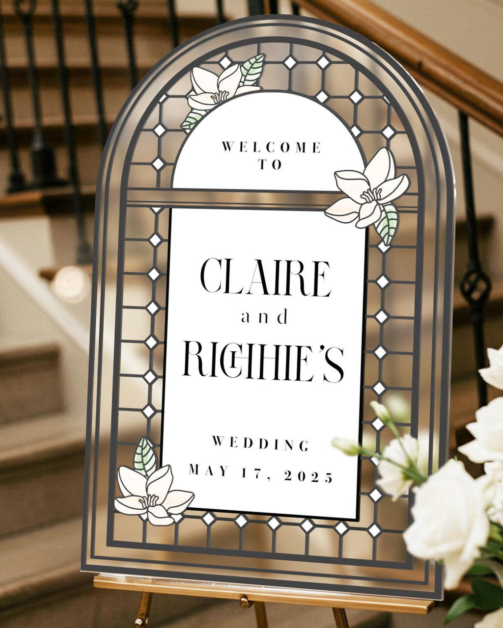 Custom Stained Glass Look Wedding Welcome Sign, Acrylic or Mirror