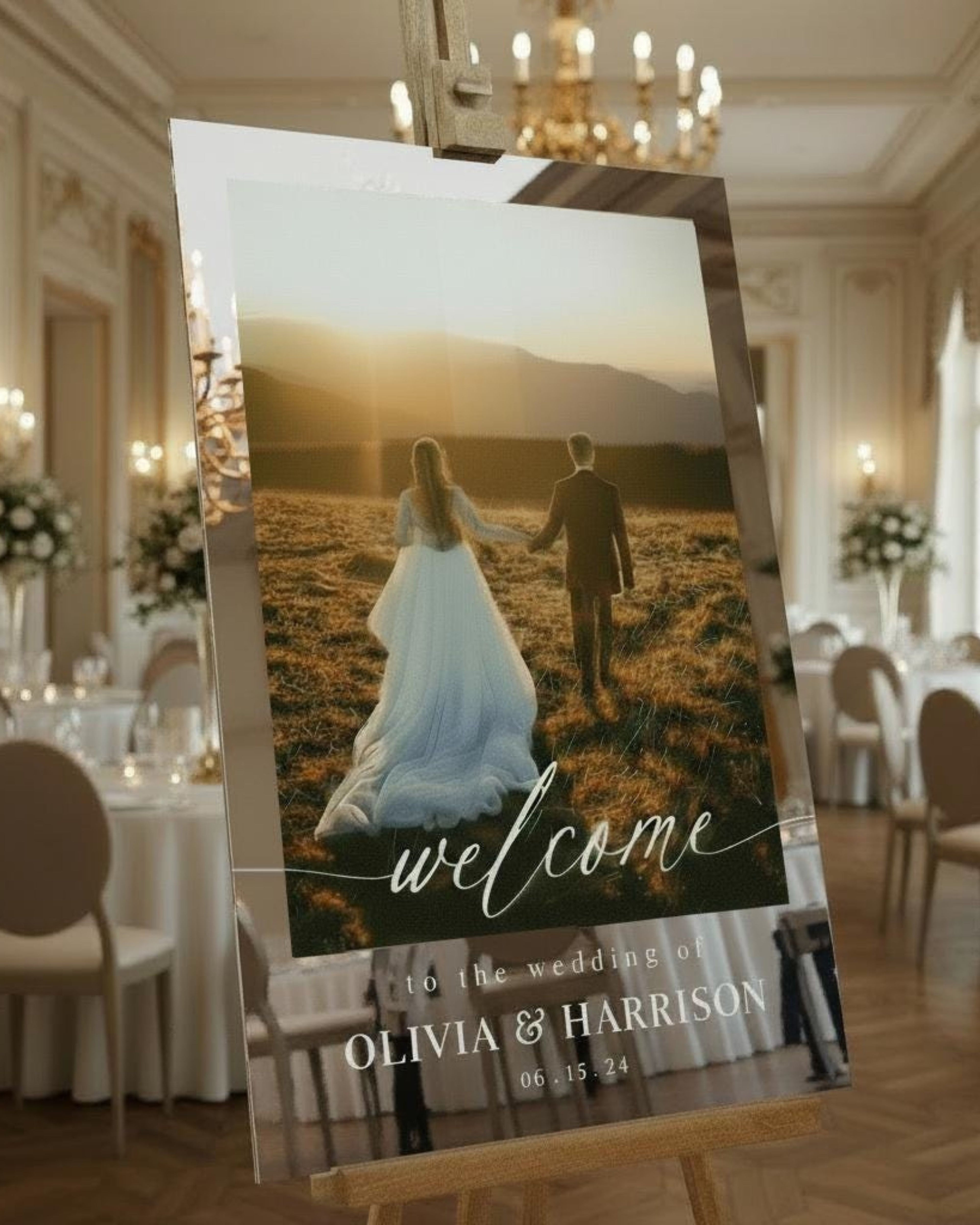 Photo Wedding Welcome Sign, Custom Acrylic Wedding Decor
