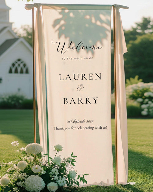 Fabric Wedding Welcome Sign Modern Wedding Welcome Sign Fabric Linen Custom Wedding ceremony Boho Wedding Welcome Sign Ceremony Sign S3