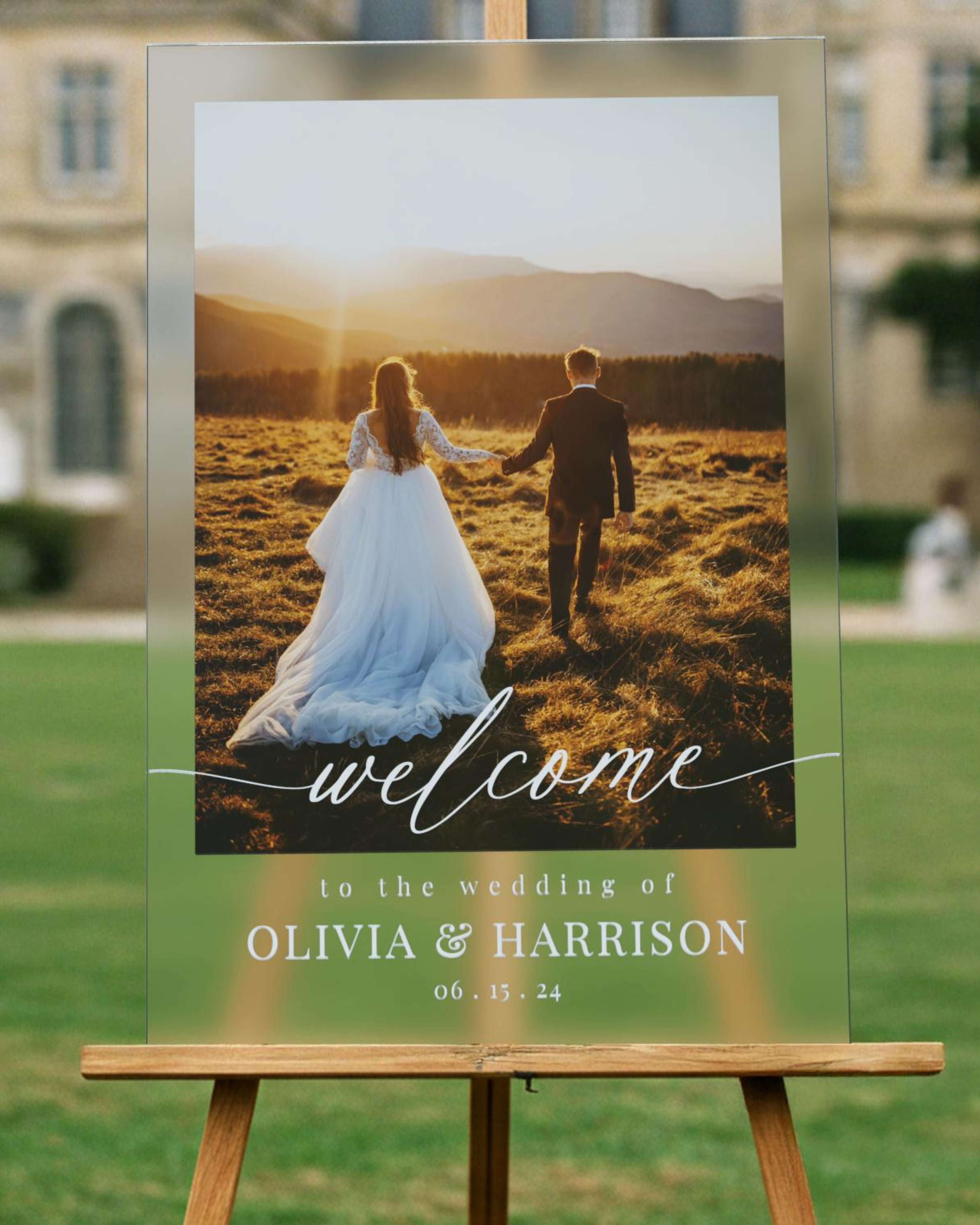 Photo Wedding Welcome Sign, Custom Acrylic Wedding Decor