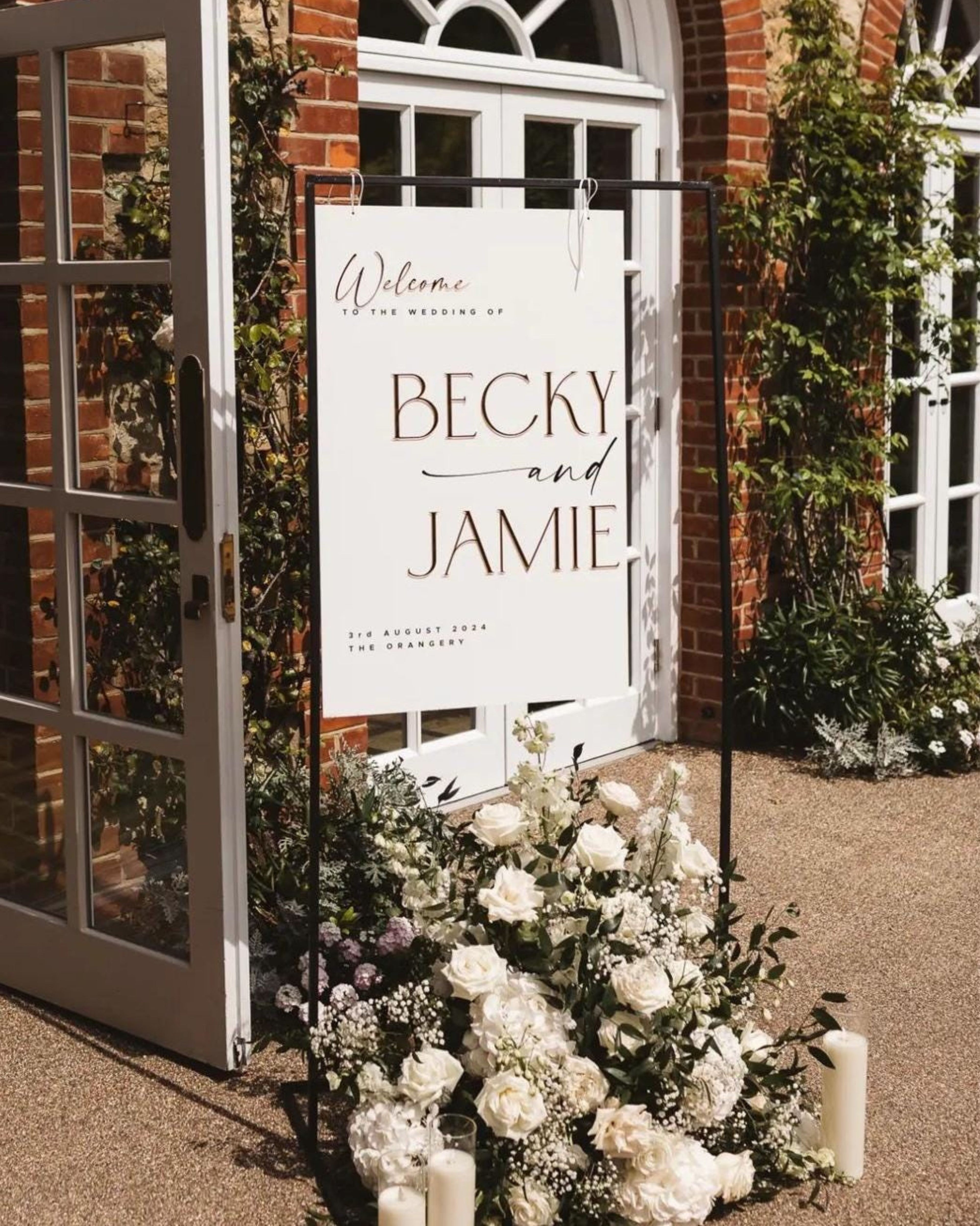 Personalised Acrylic Wedding Welcome Sign - No Import Fees to USA - 3D Mirror Names, Wedding Signage, Custom Signage, A3, A2, A1