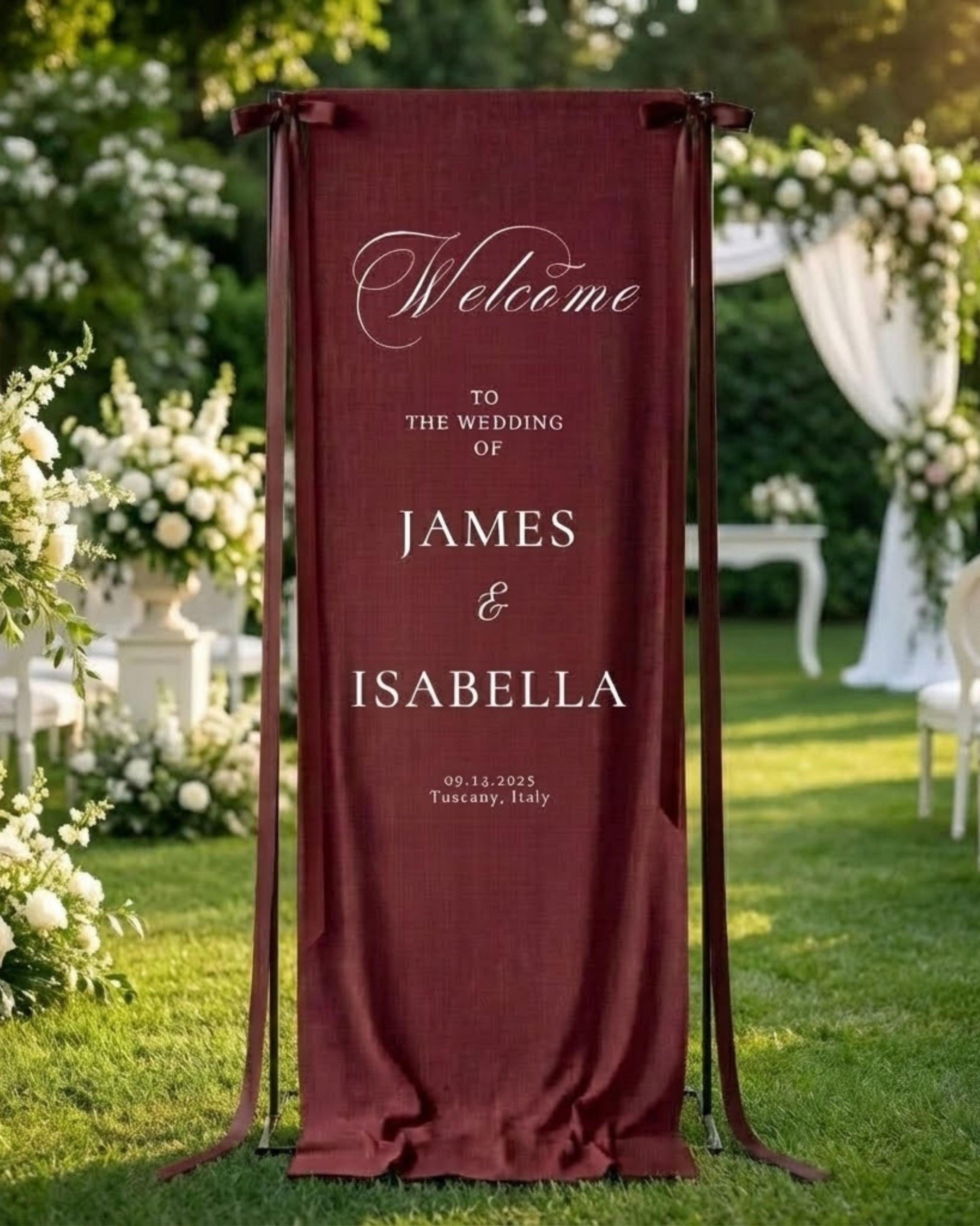 Fabric Wedding Welcome Sign Modern Wedding Welcome Sign Fabric Linen Custom Wedding ceremony Boho Wedding Welcome Sign Ceremony Sign