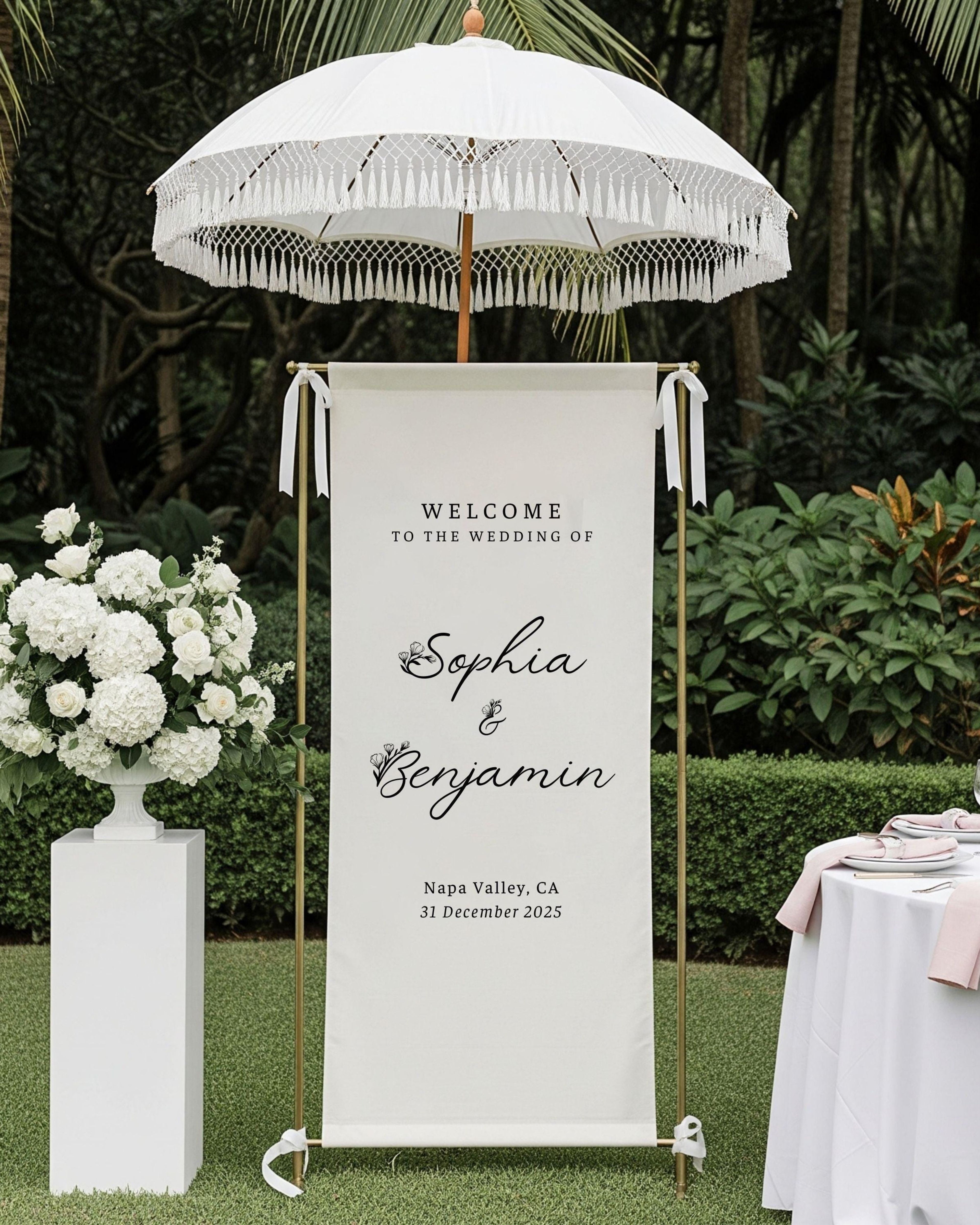 Fabric Wedding Welcome Sign Modern Wedding Welcome Sign Fabric Linen Custom Wedding ceremony Boho Wedding Welcome Sign Ceremony Sign S3