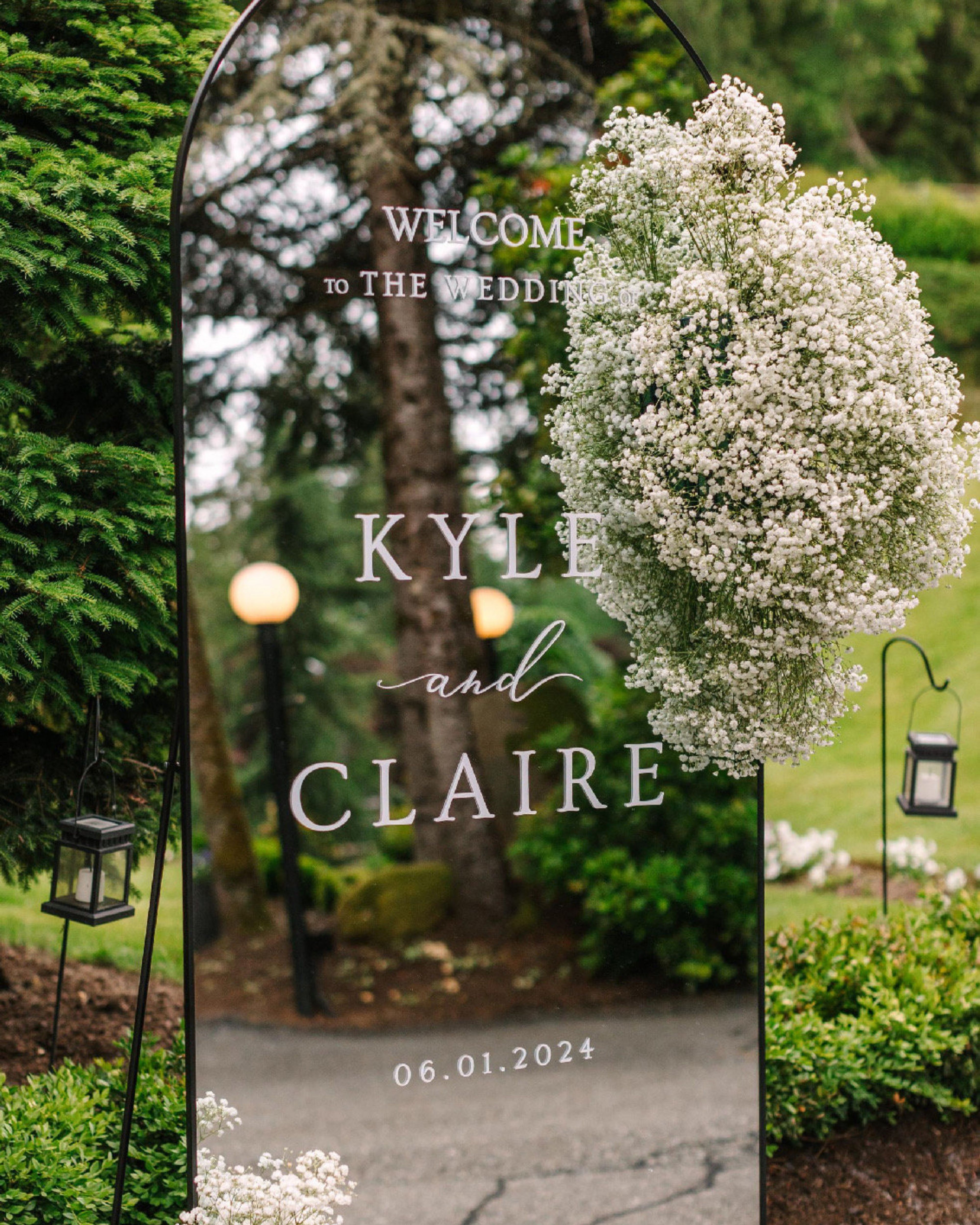 Personalized Wedding Welcome Sign Vinyl Decal: Mirror, Acrylic