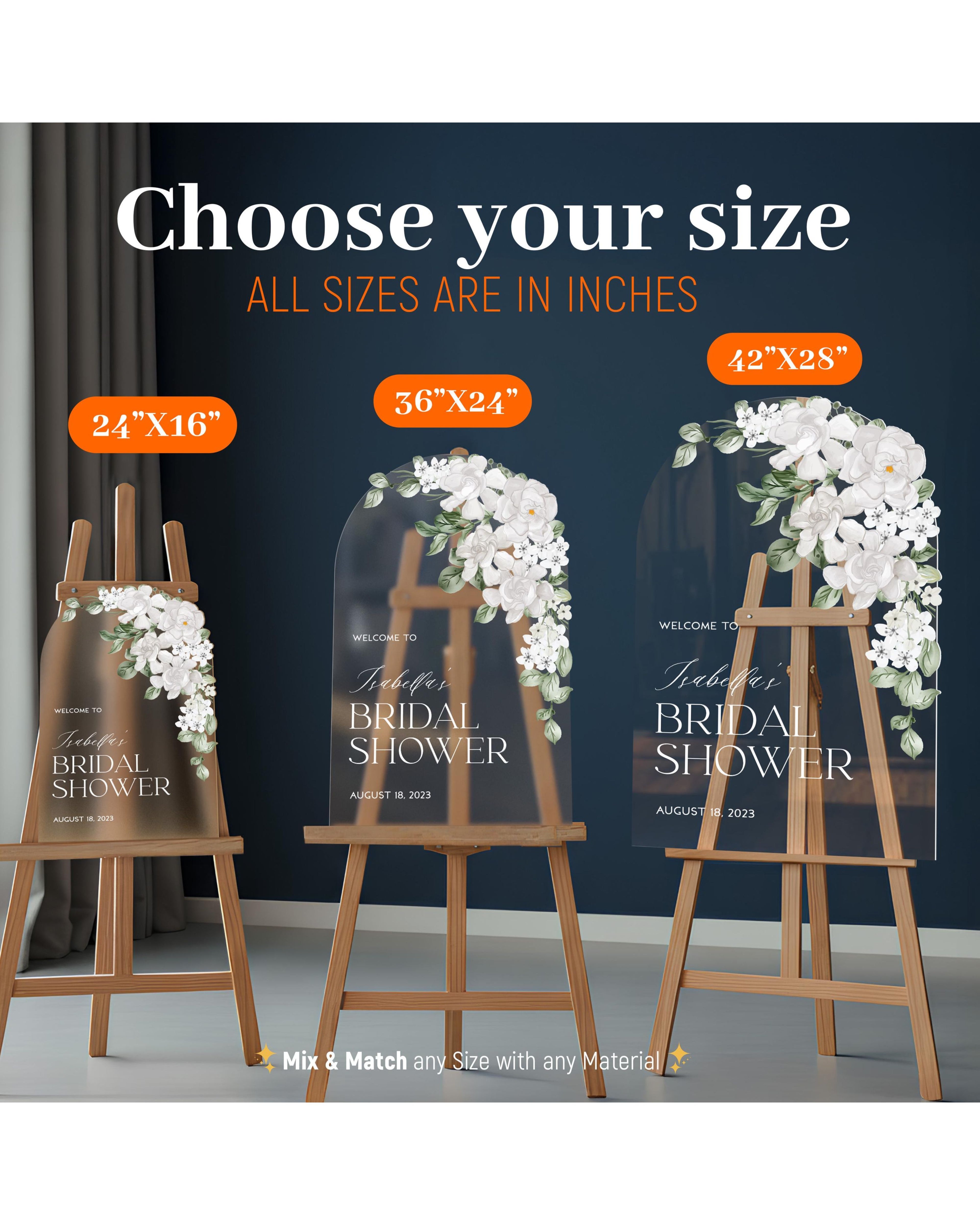 Bridal Shower Sign, Customized White Sage Green Floral Shower Welcome Signs, Personalized Sign For Shower Entrance, Wedding Bridal Party