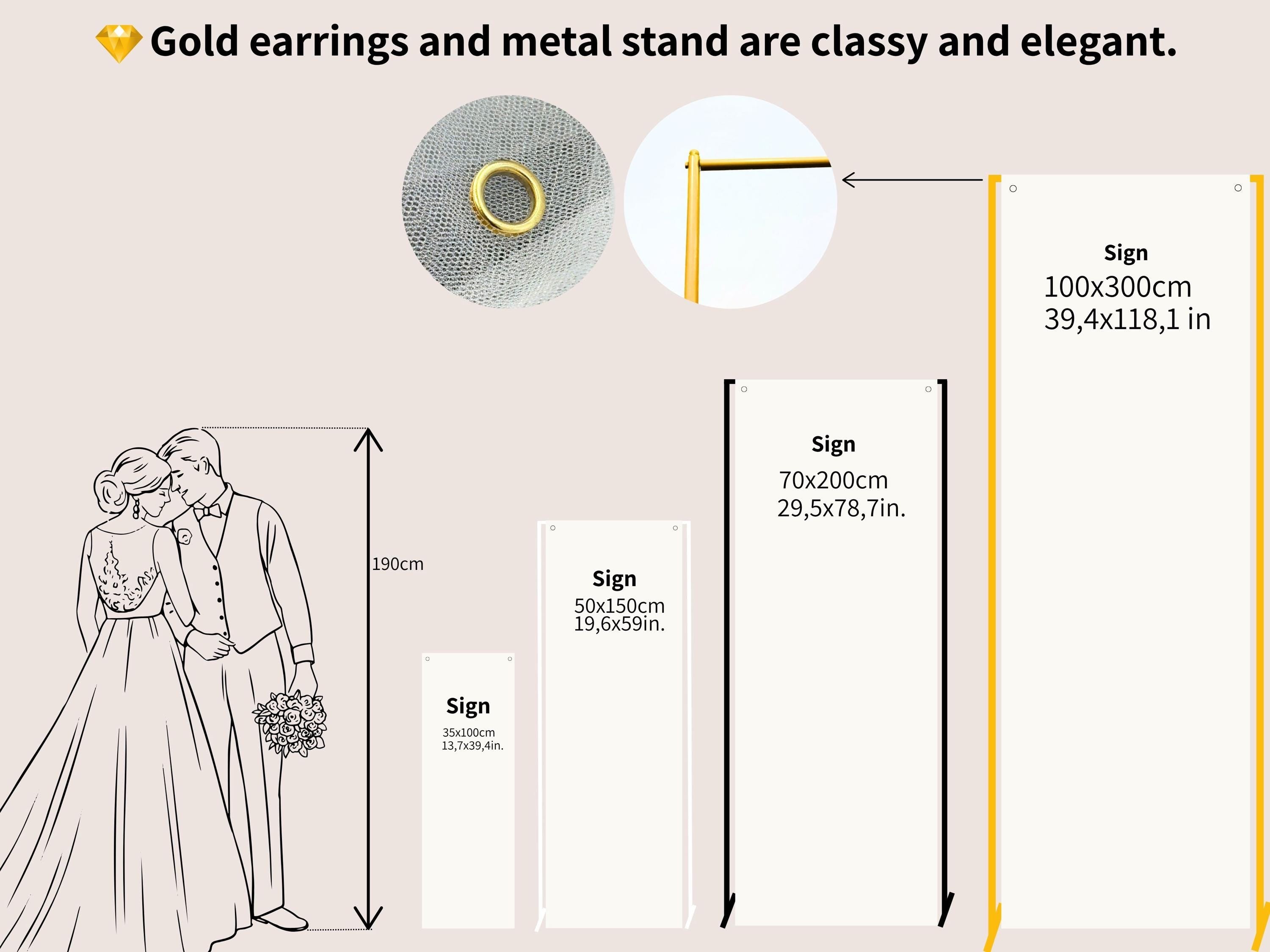 Sheer Lace Wedding Welcome Sign: Tulle Fabric, Macquin Sequins with stand