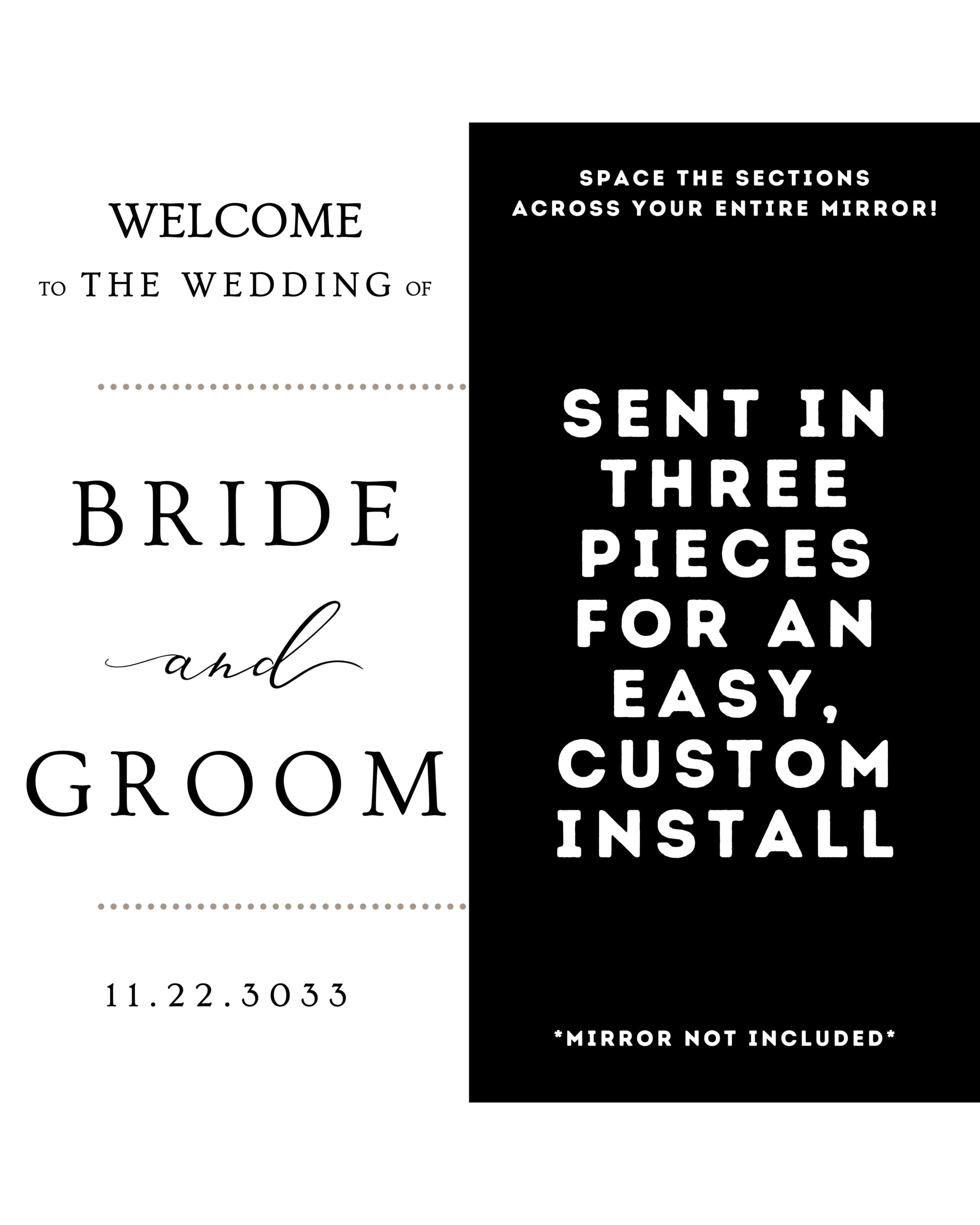 Personalized Wedding Welcome Sign Vinyl Decal: Mirror, Acrylic