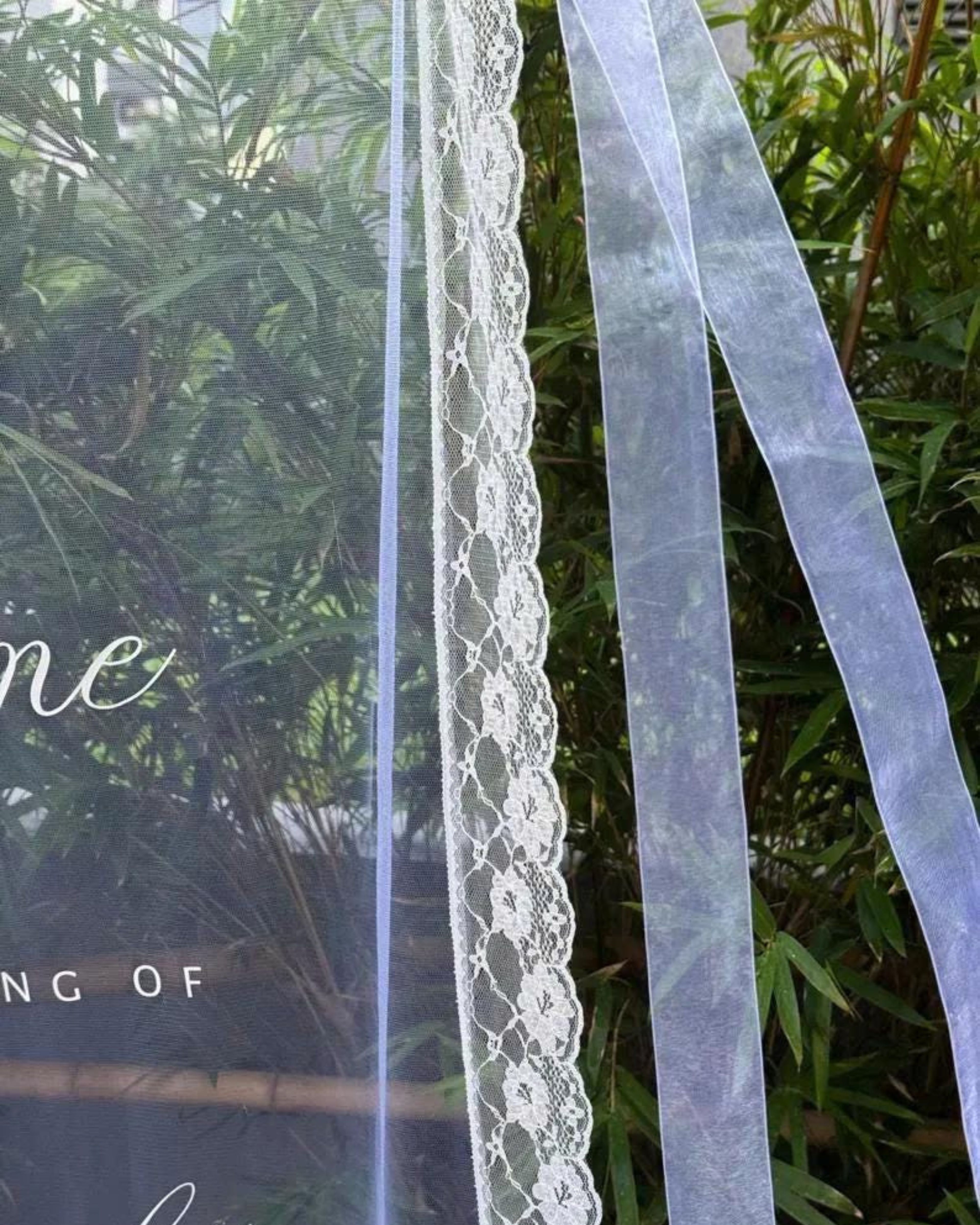 Romantic Sheer Wedding Sign, Linen Wedding Welcome Sign,Modern Outdoor Wedding Banner, Personalized Wedding Decoration,Engagement Party Sign