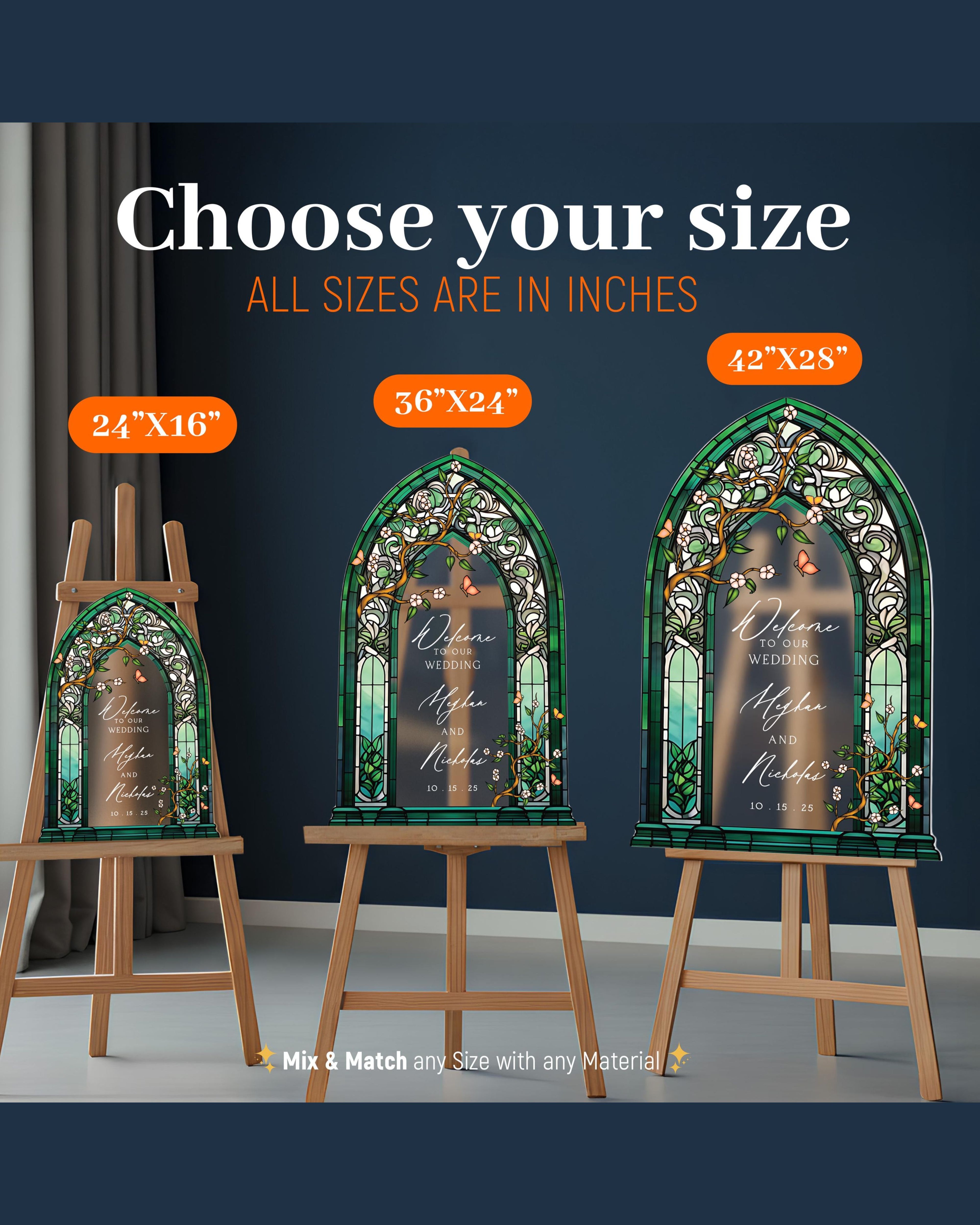 Wedding Welcome Sign, Custom Acrylic Wedding Sign, Printed Stained Glass Wedding Entrance Sign, Vintage Wedding Decorations