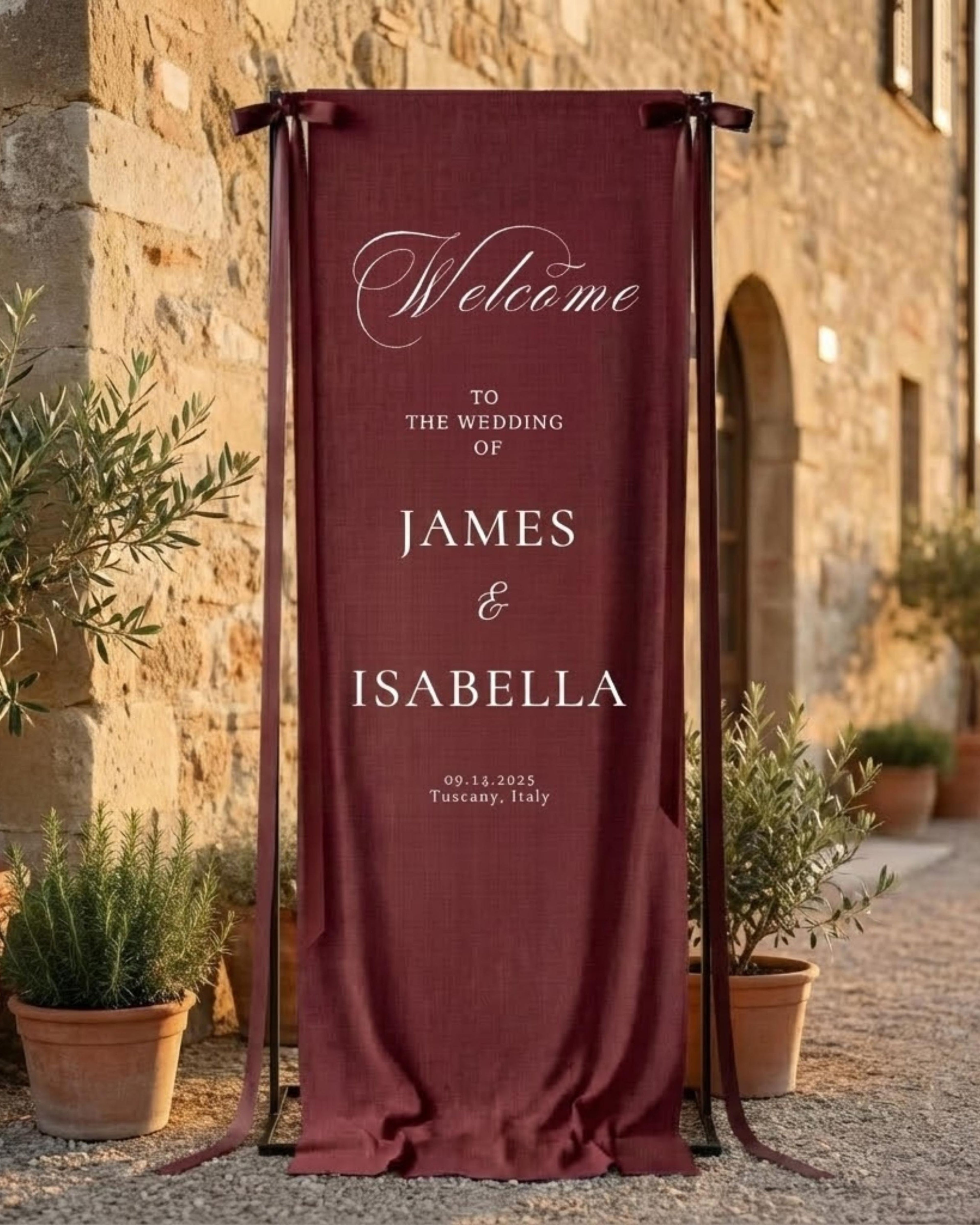 Fabric Wedding Welcome Sign Modern Wedding Welcome Sign Fabric Linen Custom Wedding ceremony Boho Wedding Welcome Sign Ceremony Sign