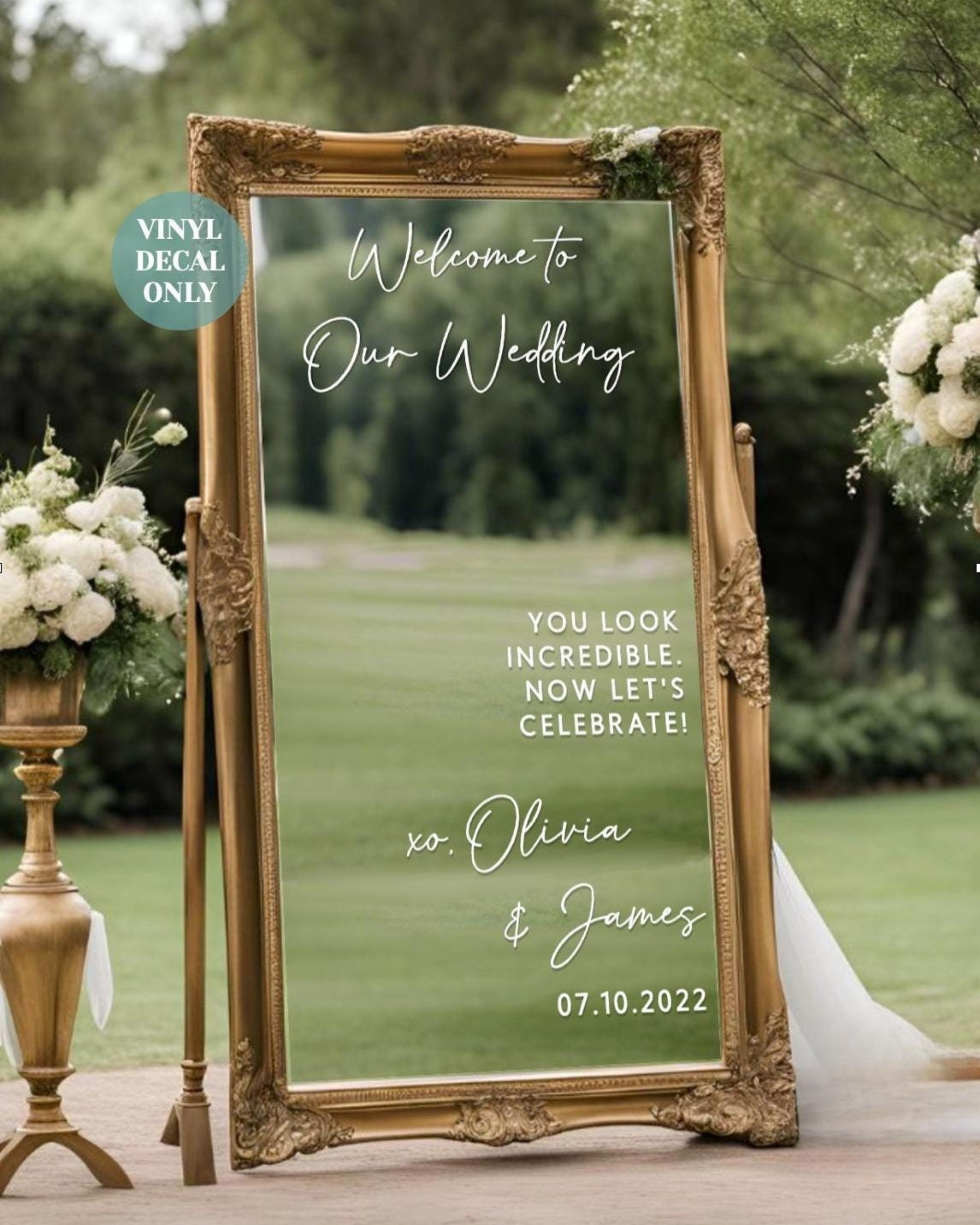 Personalized Wedding Welcome Sign Vinyl Decal: Mirror, Acrylic