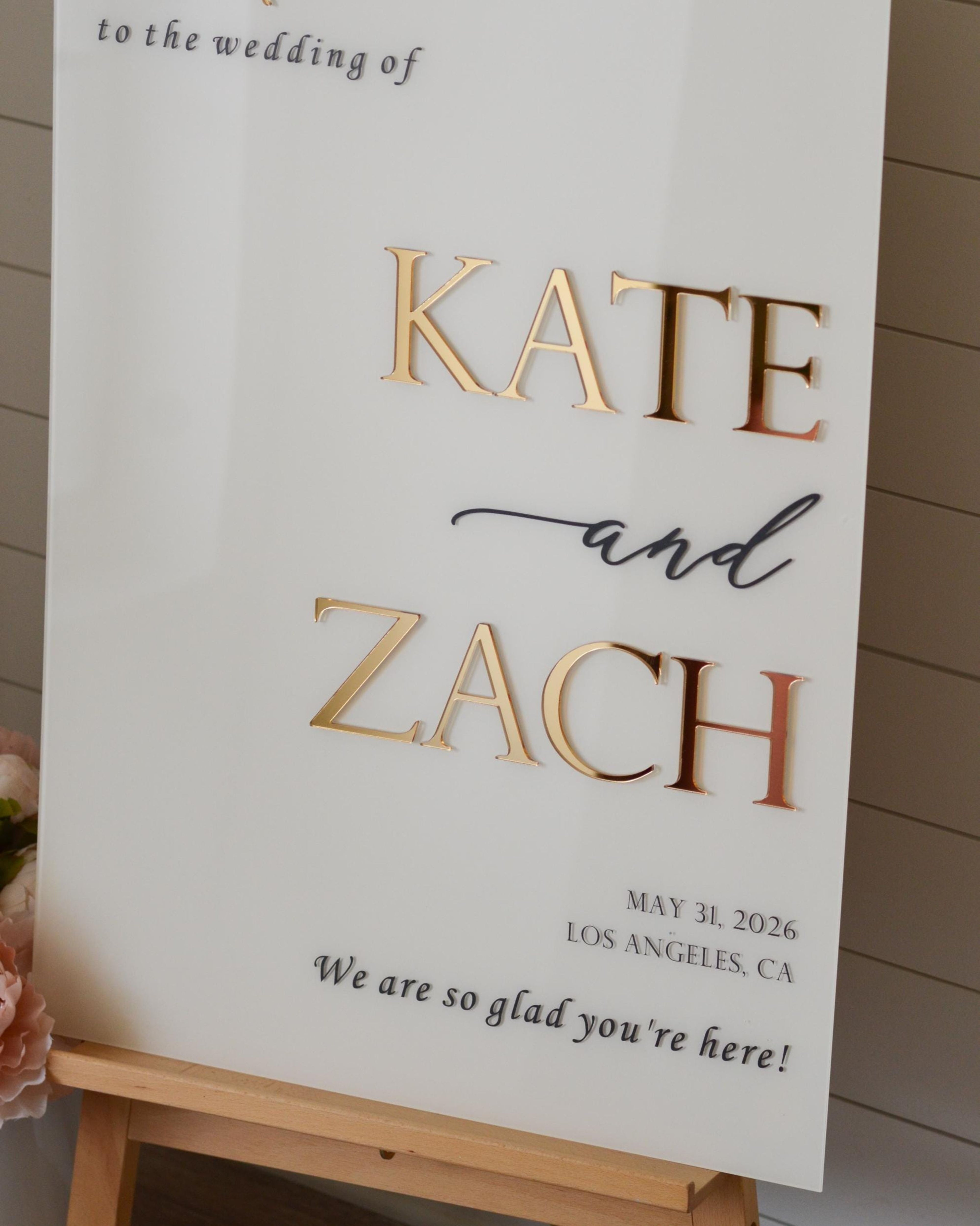 Personalised Acrylic Wedding Welcome Sign: 3D Mirror Names, -- No Import Fees to USA -- Wedding Signage, Custom Signage, A3, A2, A1