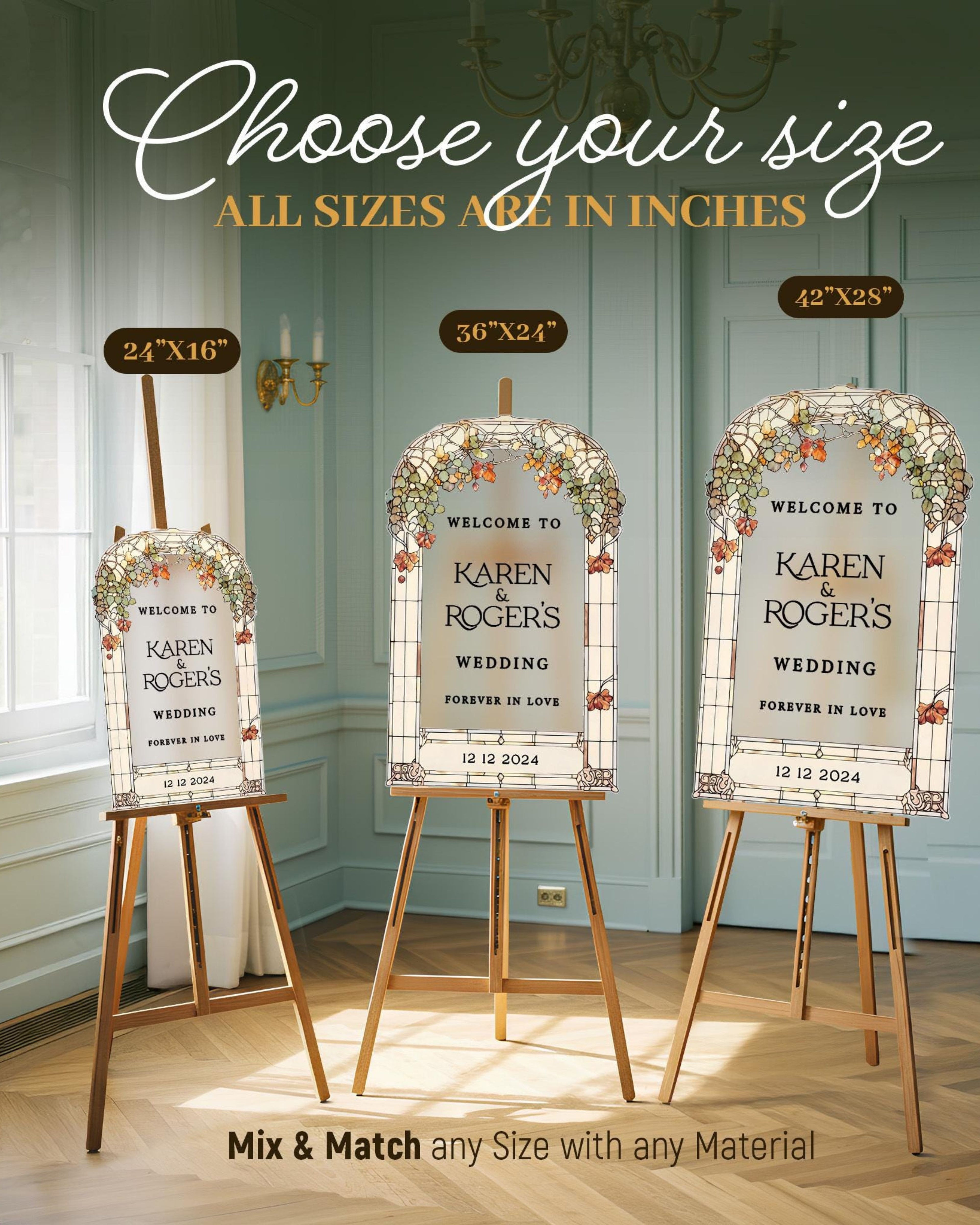 Stained Glass Floral Wedding Sign, Forever In Love Wedding Welcome Sign, Mirror Or Frosted Acrylic Wedding Entrance Sign