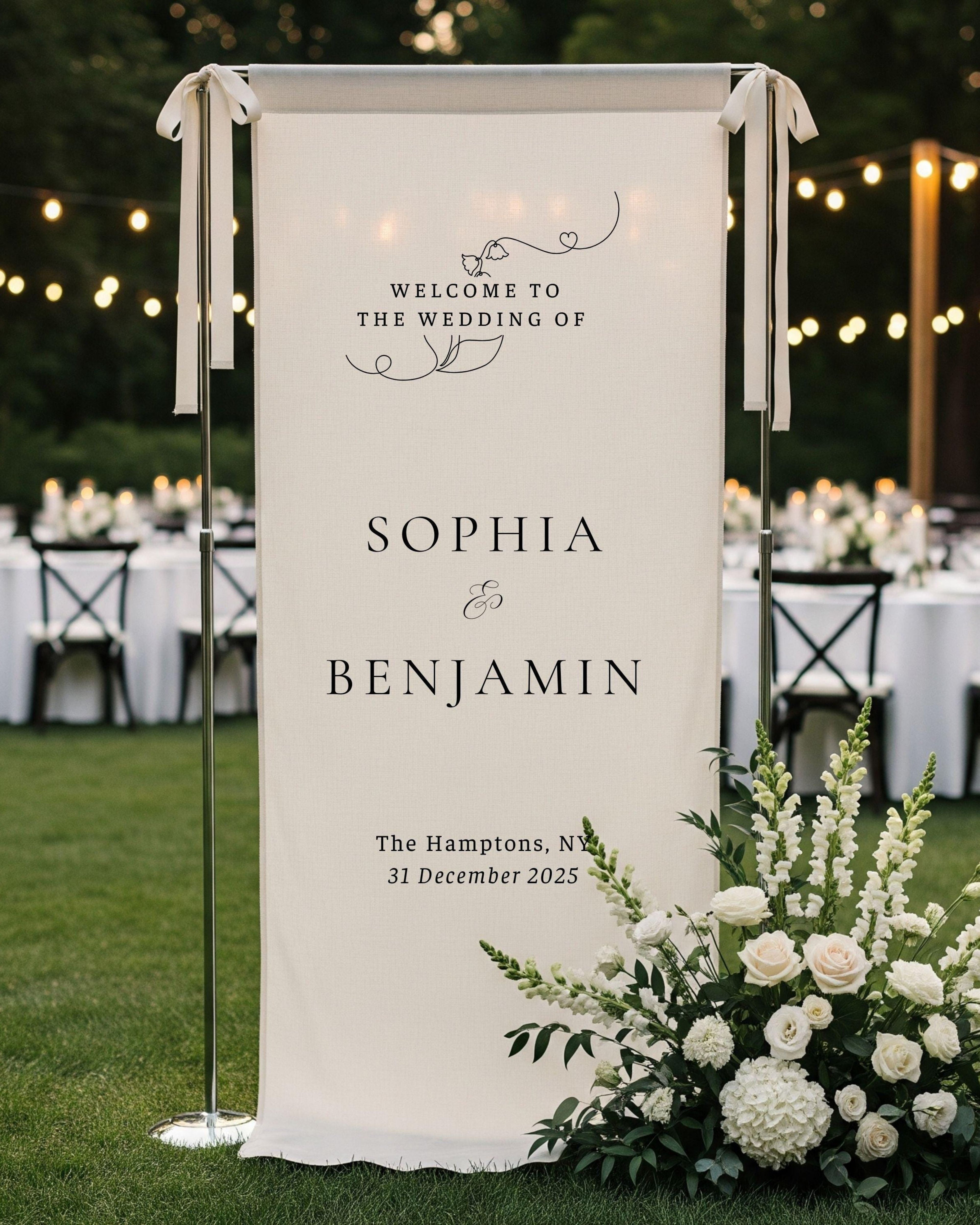 Fabric Wedding Welcome Sign Modern Wedding Welcome Sign Fabric Linen Custom Wedding ceremony Boho Wedding Welcome Sign Ceremony Sign S3