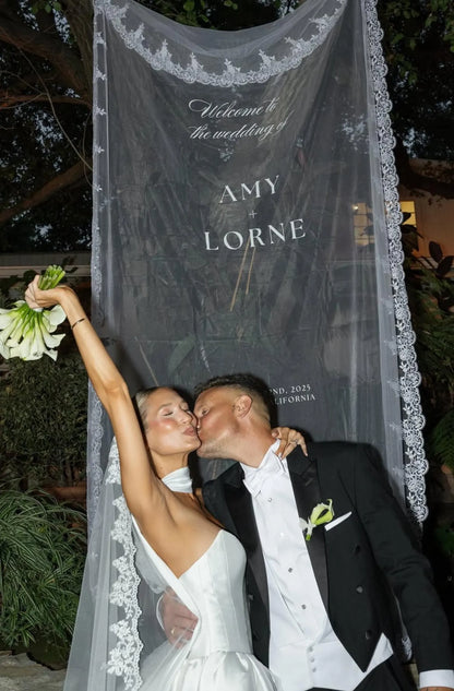 Lace Wedding Veil Fabric Sign