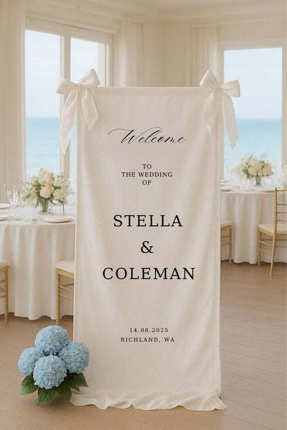 Fabric Wedding Welcome Sign，Personalized Wedding Welcome Sign