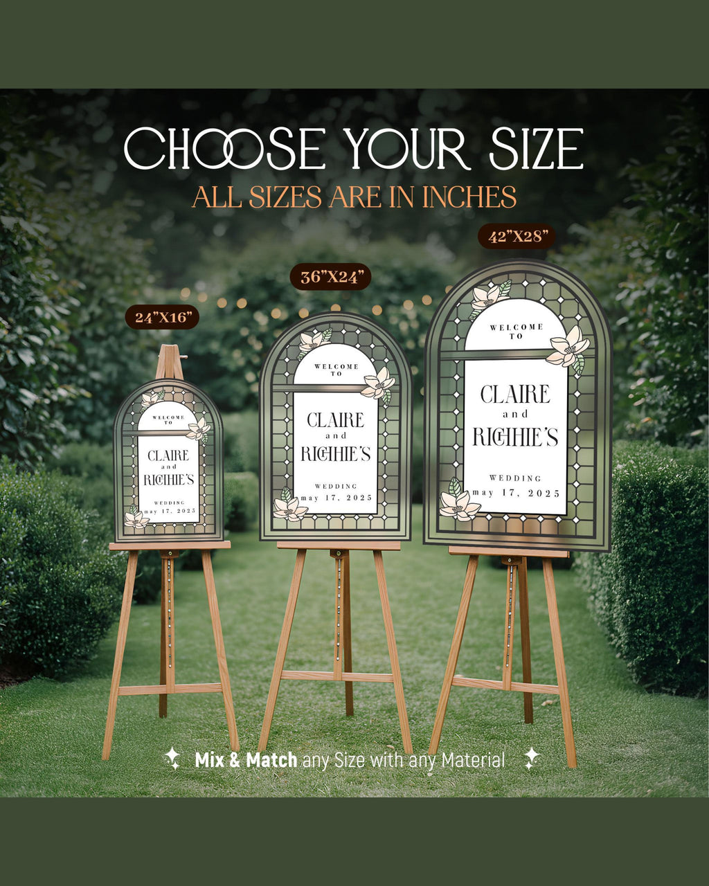 Custom Stained Glass Look Wedding Welcome Sign, Acrylic or Mirror