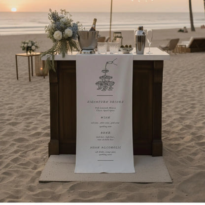 Custom Linen Wedding Cocktail Menu Sign