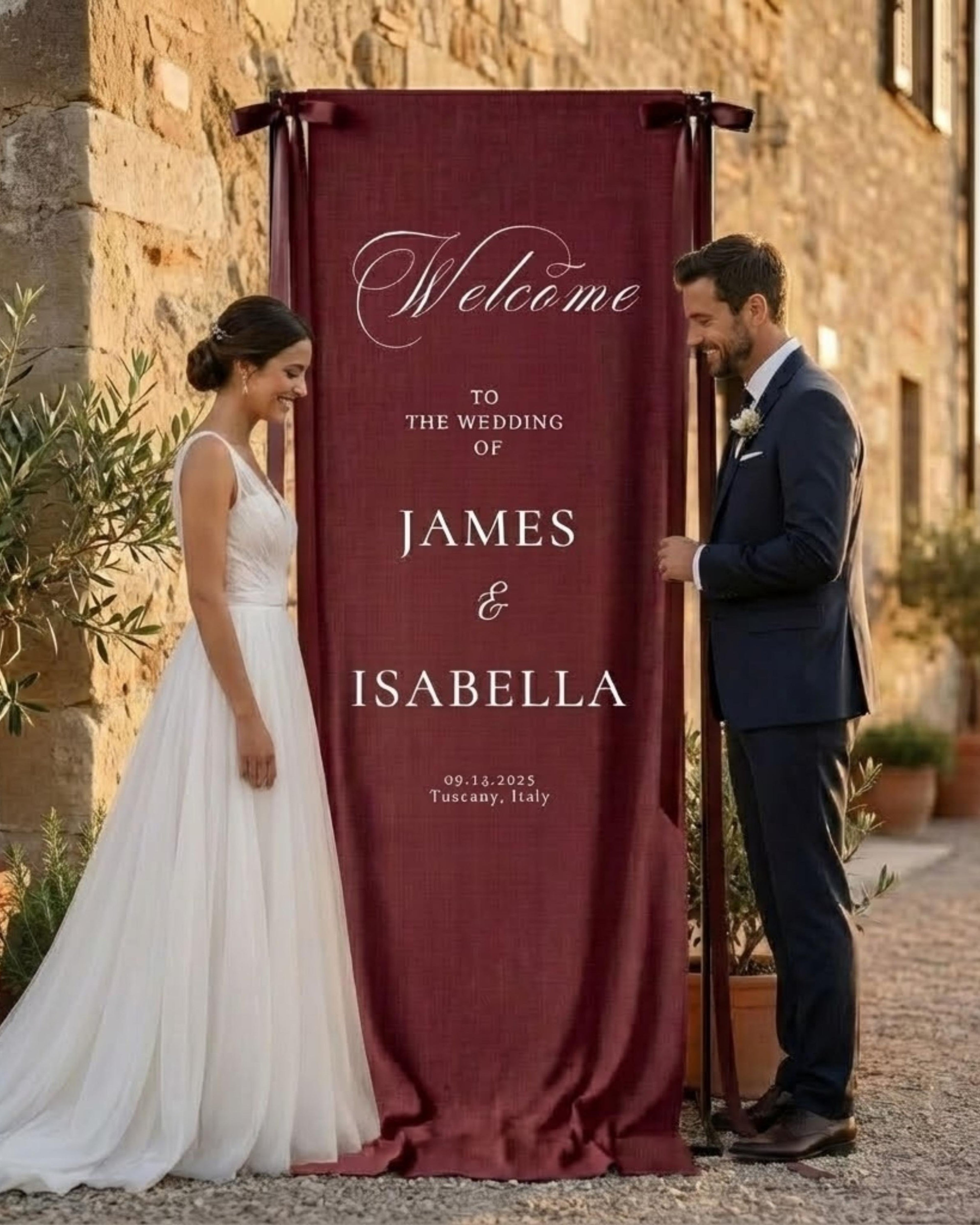Fabric Wedding Welcome Sign Modern Wedding Welcome Sign Fabric Linen Custom Wedding ceremony Boho Wedding Welcome Sign Ceremony Sign