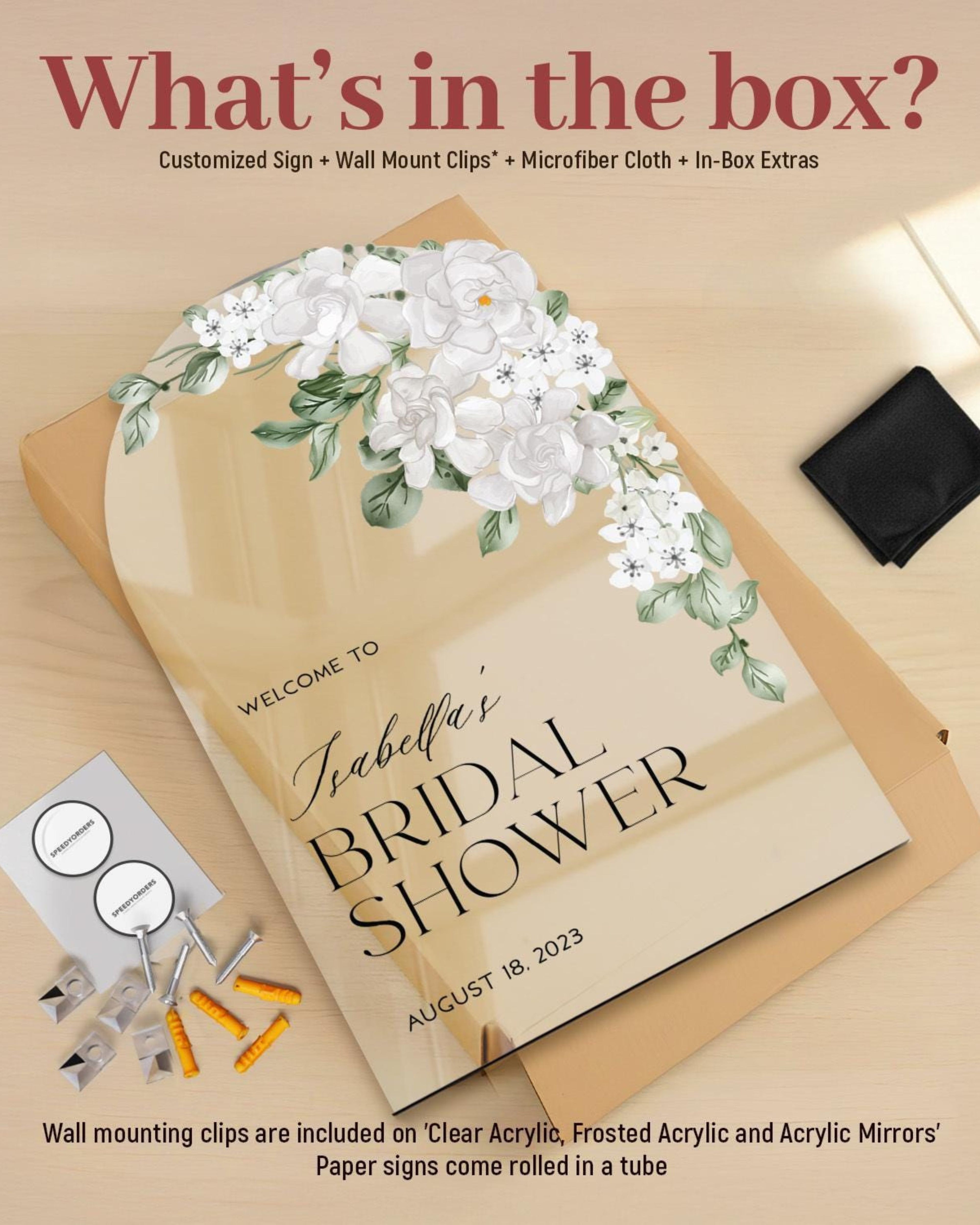 Bridal Shower Sign, Customized White Sage Green Floral Shower Welcome Signs, Personalized Sign For Shower Entrance, Wedding Bridal Party