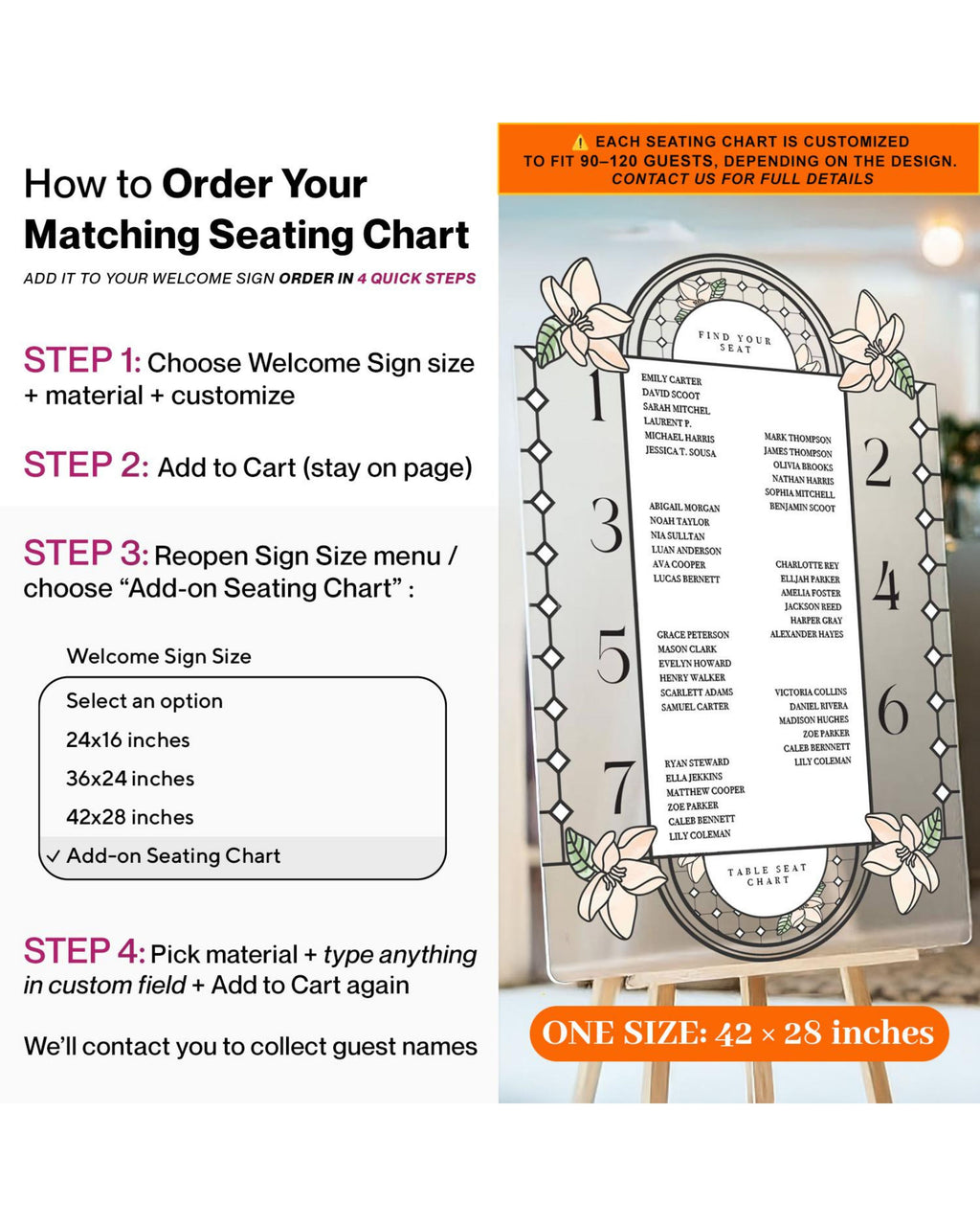 Custom Stained Glass Look Wedding Welcome Sign, Acrylic or Mirror