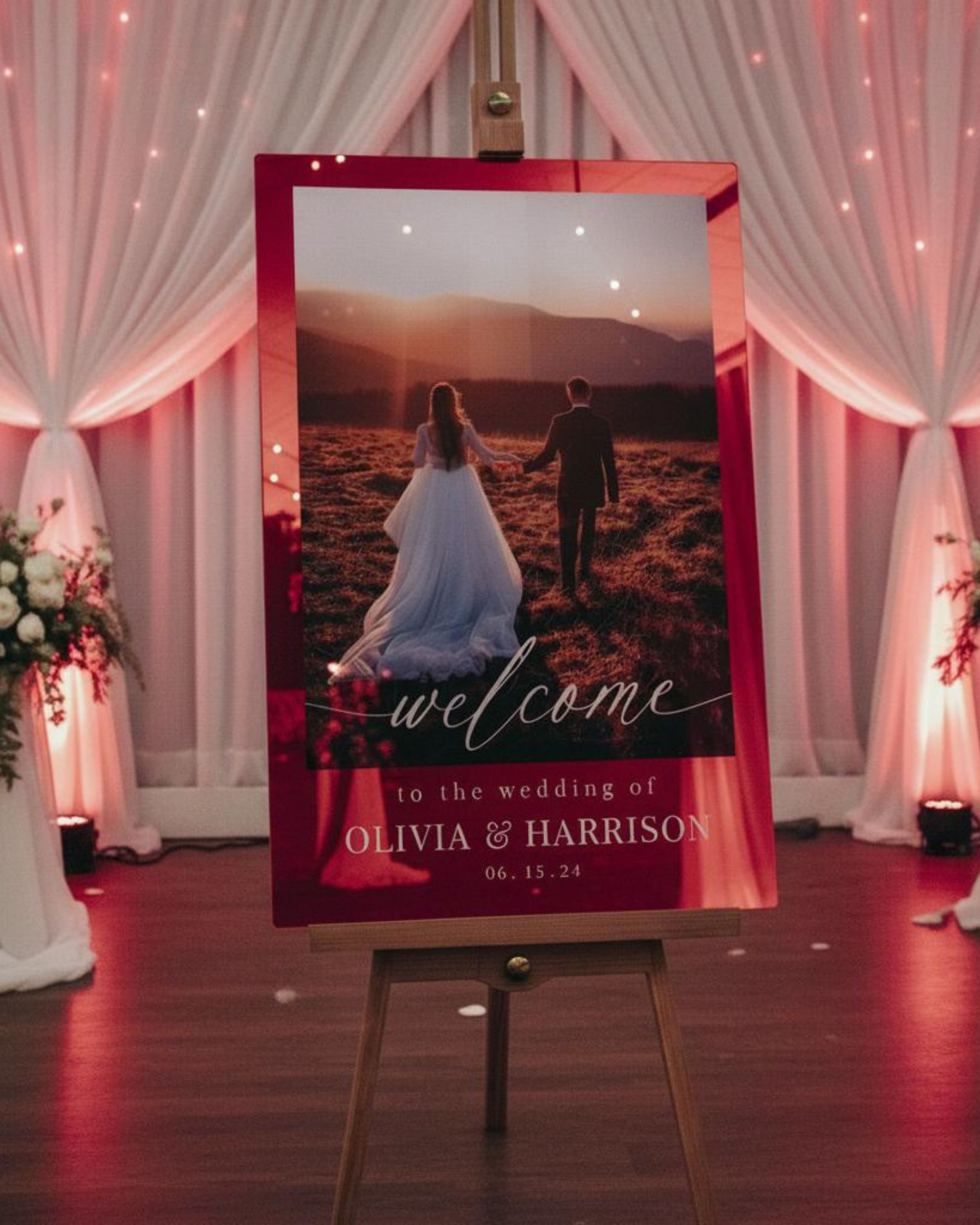 Photo Wedding Welcome Sign, Custom Acrylic Wedding Decor