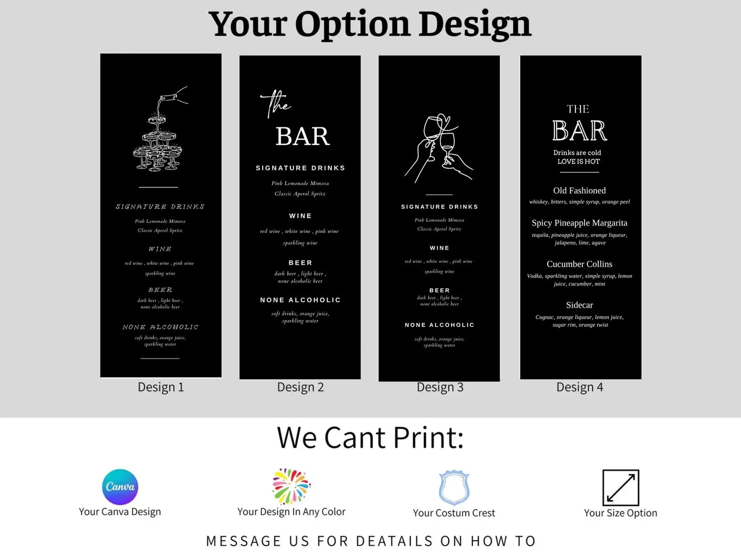 Custom Linen Wedding Bar Sign