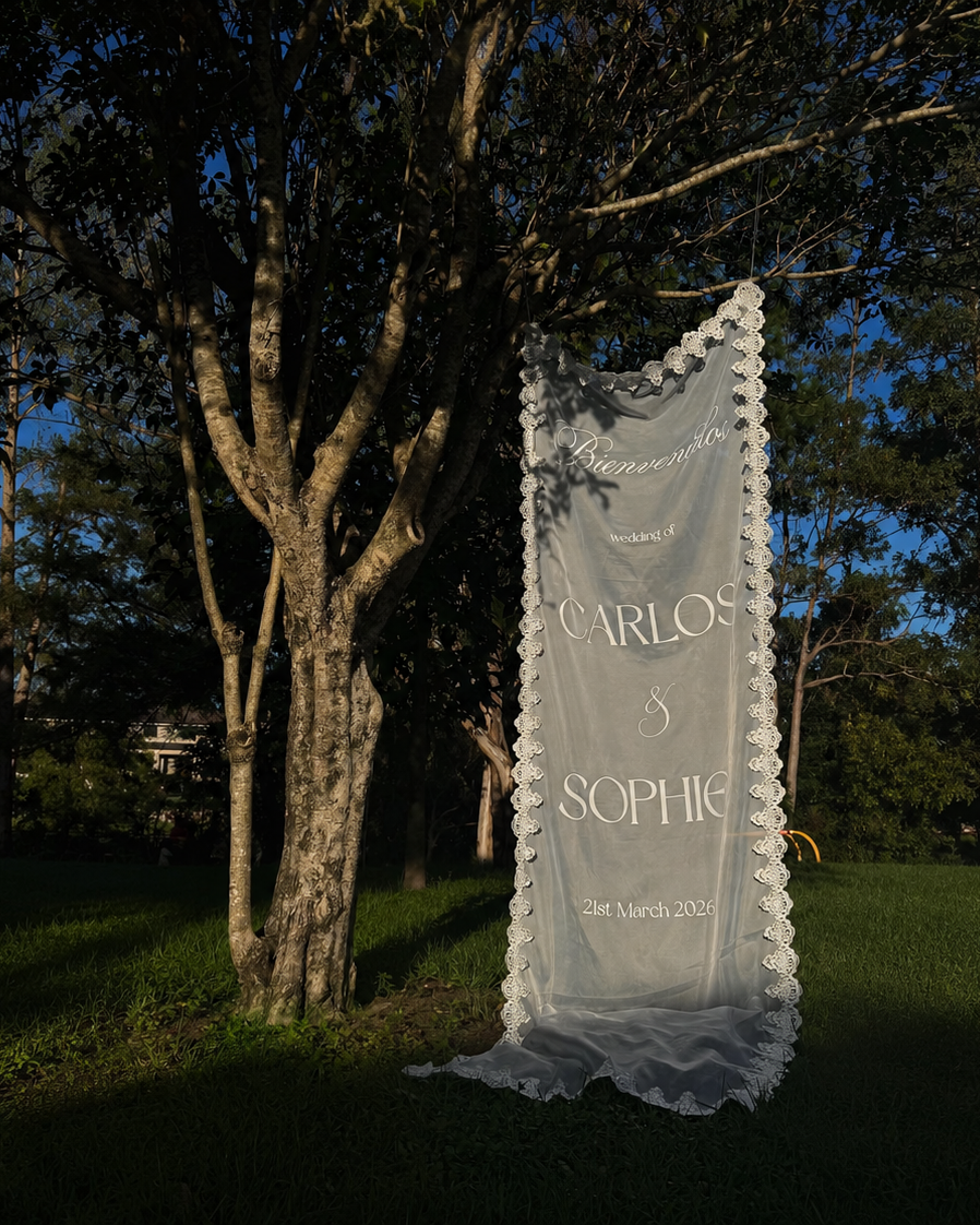 Sheer Lace Wedding Welcome Sign