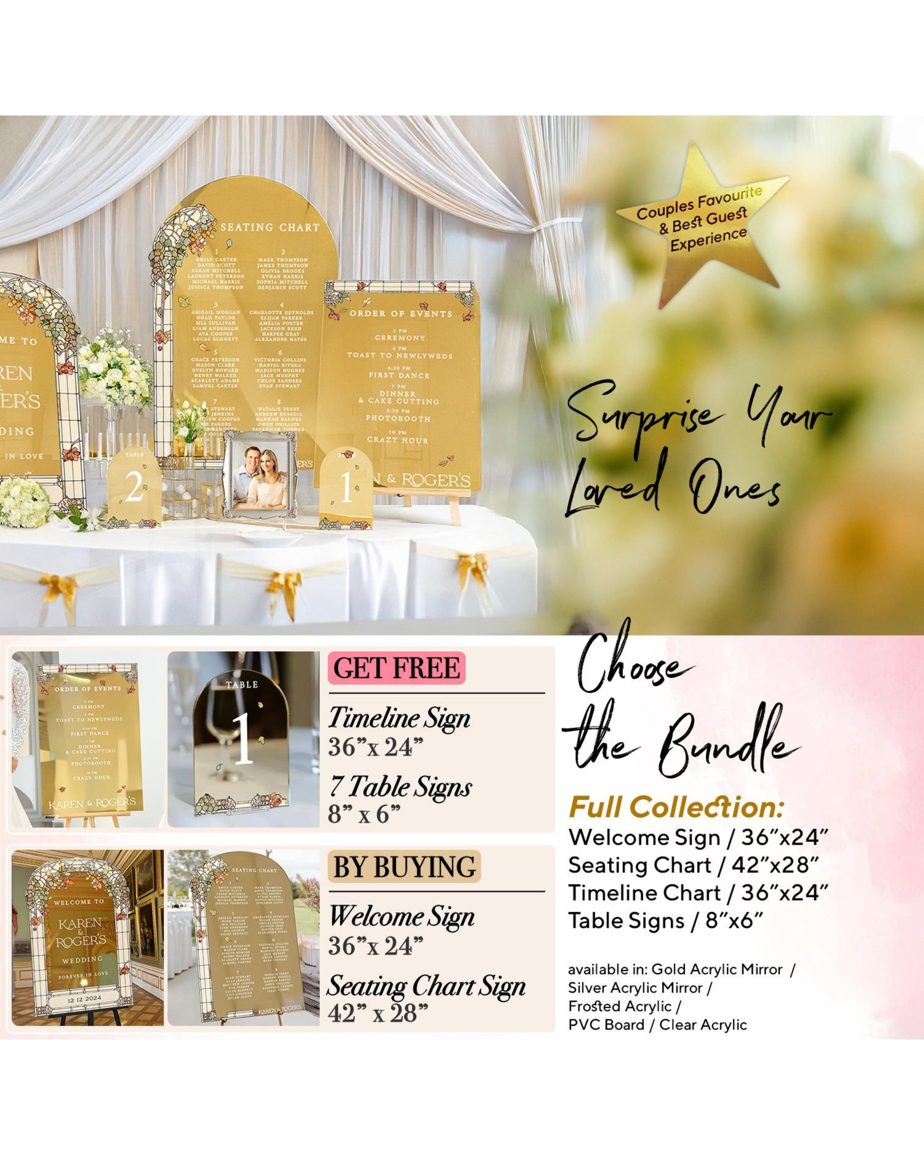 Custom Stained Glass Look Wedding Welcome Sign, Acrylic or Mirror