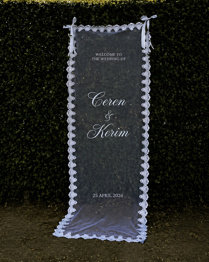 Sheer Lace Wedding Welcome Sign