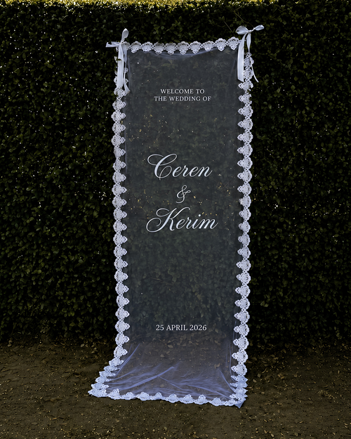 Sheer Lace Wedding Welcome Sign