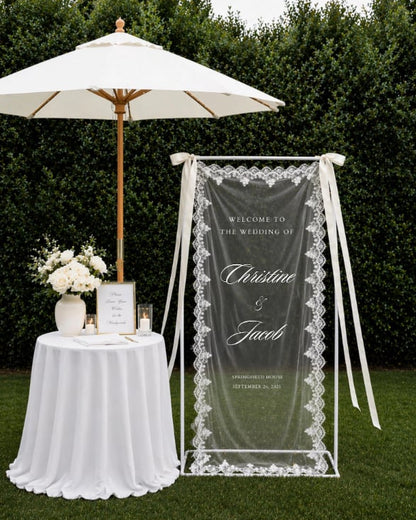 Custom Sheer Lace Wedding Sign