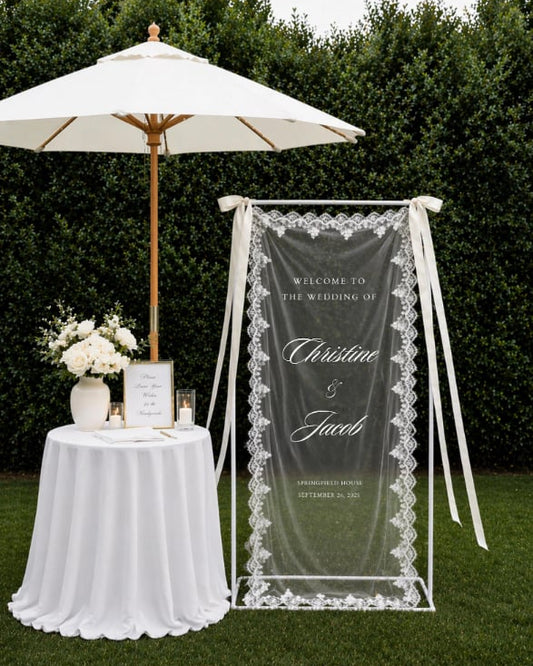 Custom Sheer Lace Wedding Sign