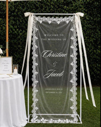 Custom Sheer Lace Wedding Sign