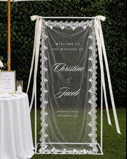 Custom Sheer Lace Wedding Sign
