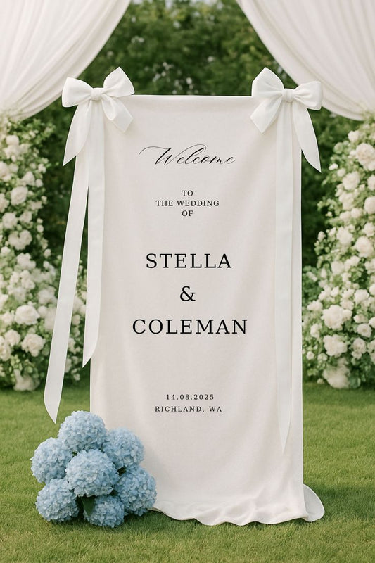Fabric Wedding Welcome Sign，Personalized Wedding Welcome Sign