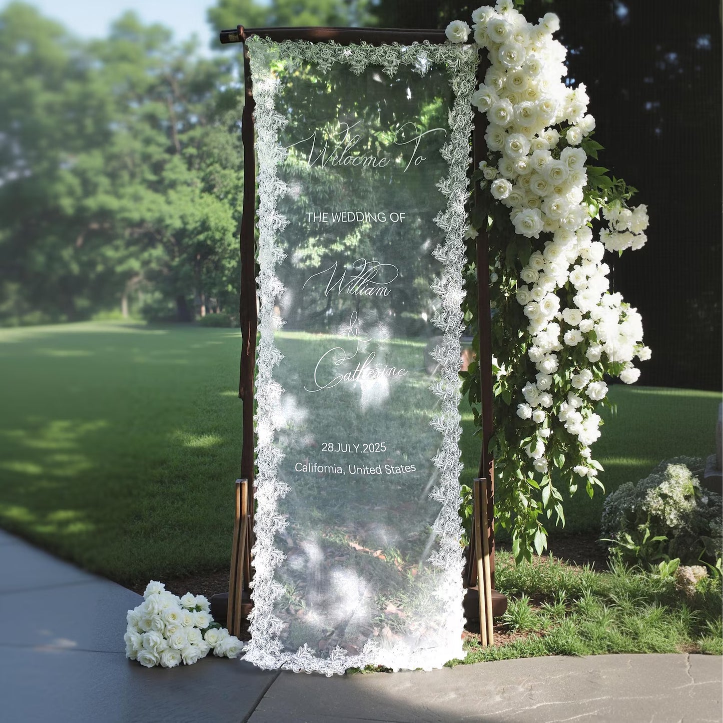 Romantic Sheer Wedding Welcome Sign