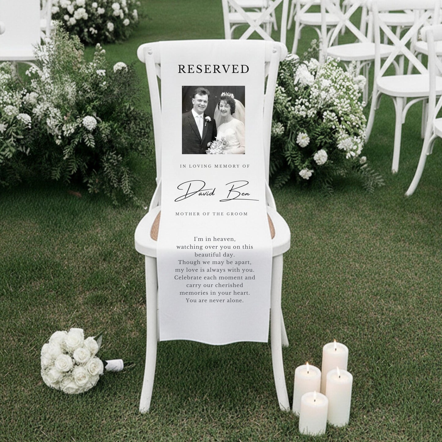 Linen Wedding Memorial Chair Sign