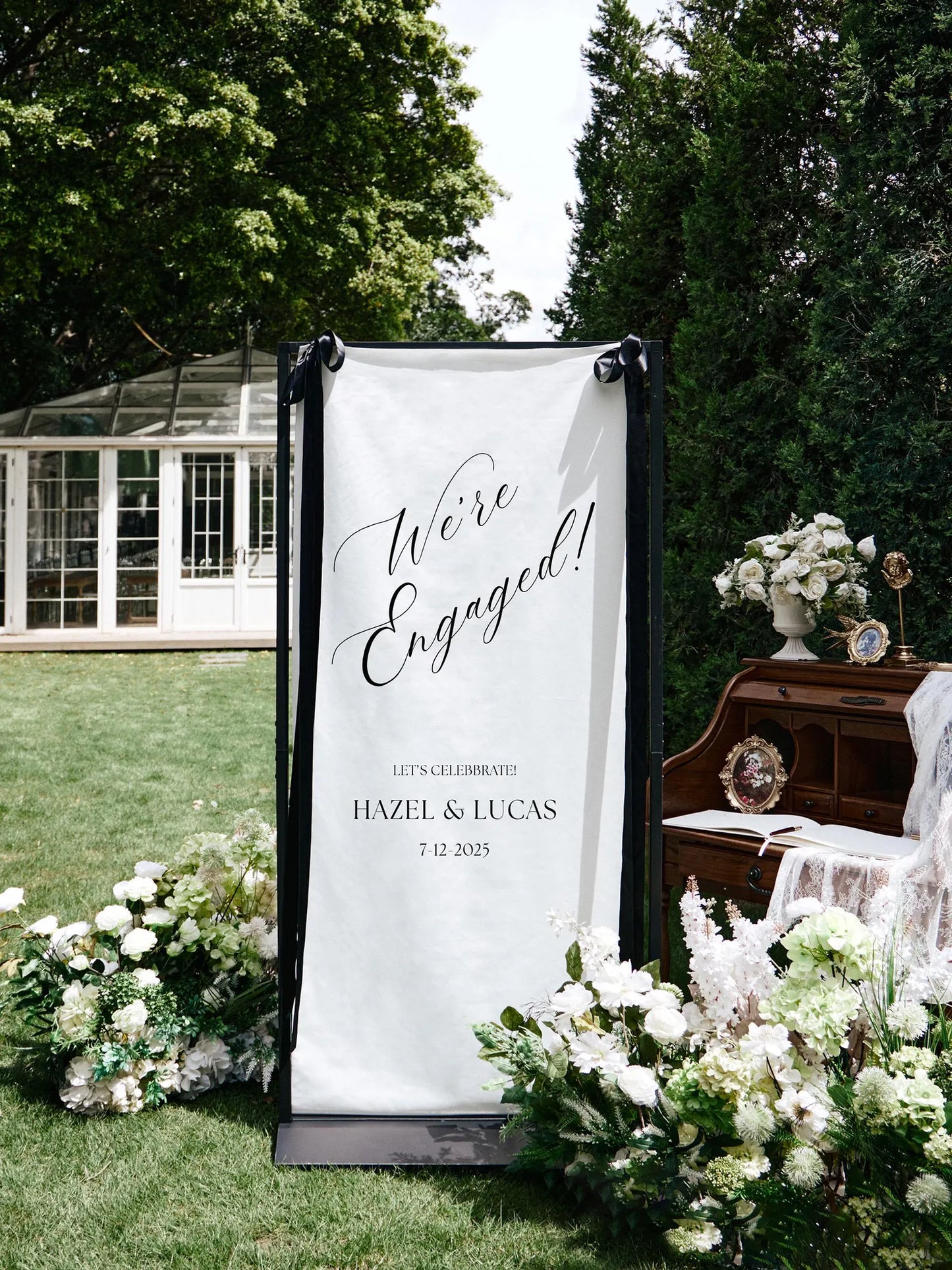 Fabric Engagement Sign, Custom Welcome Banner