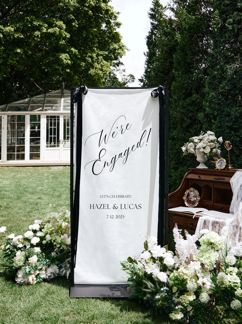 Fabric Engagement Sign, Custom Welcome Banner