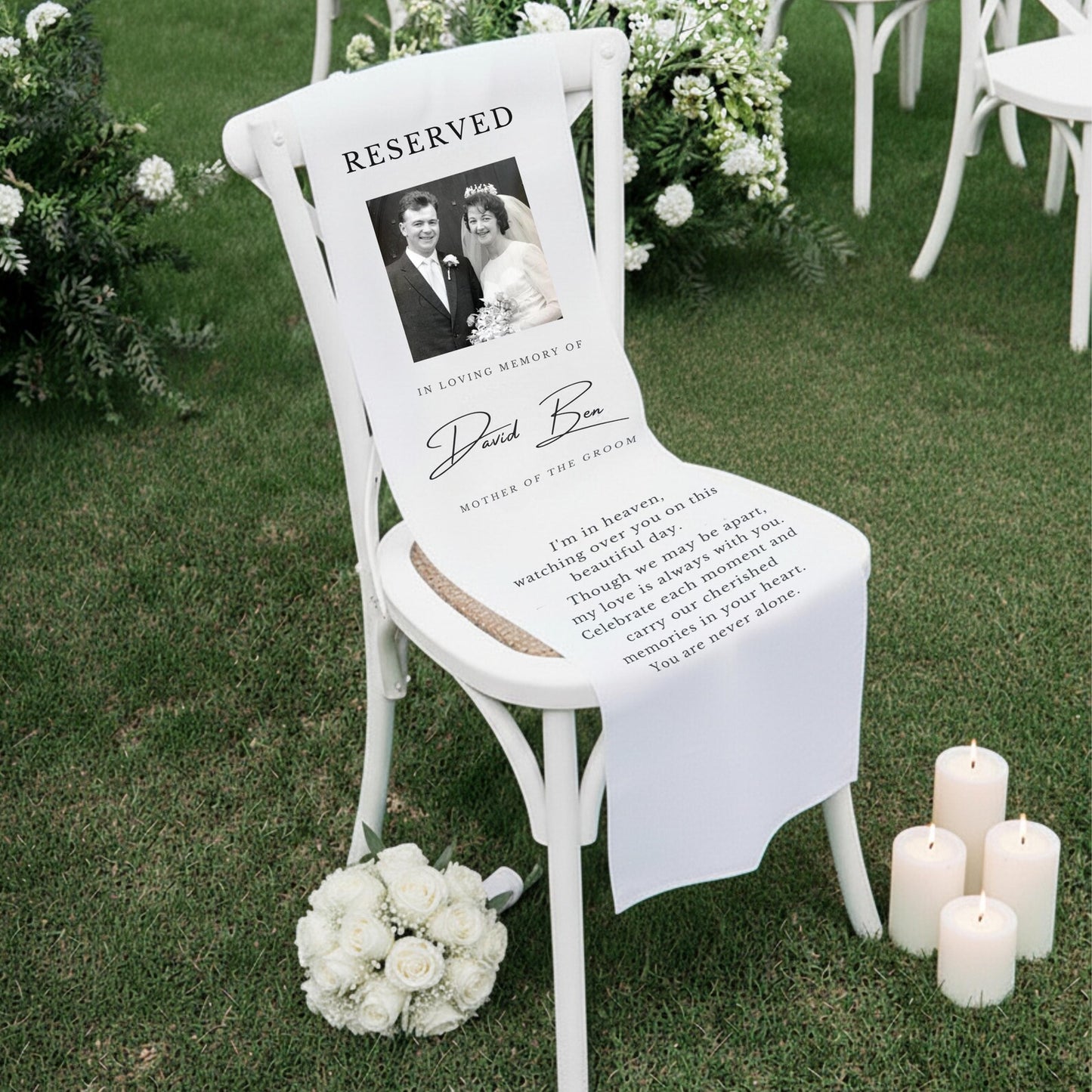 Linen Wedding Memorial Chair Sign