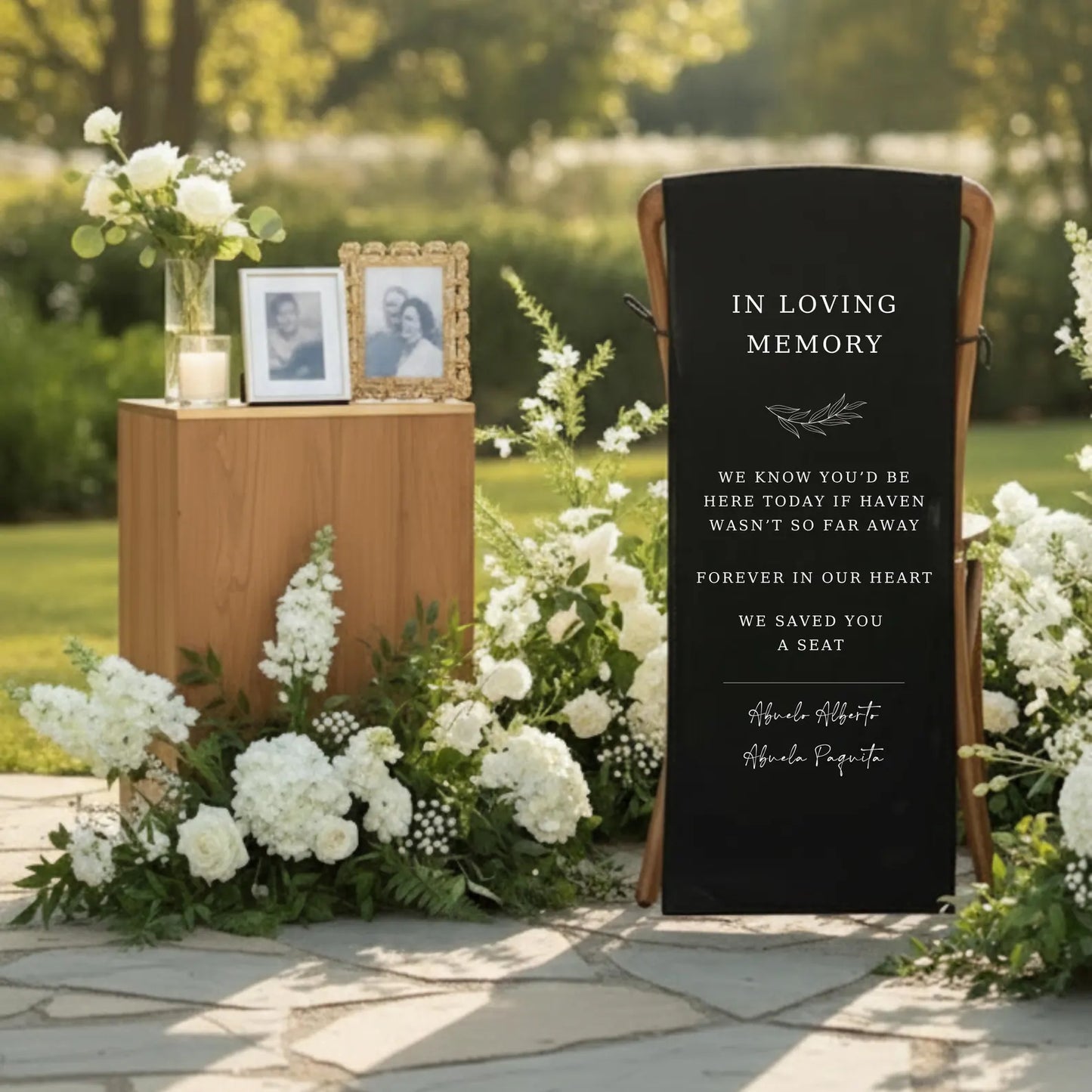 Linen Memorial Chair Sign
