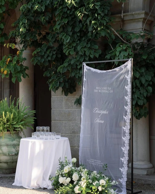 Sheer Fabric Wedding Sign