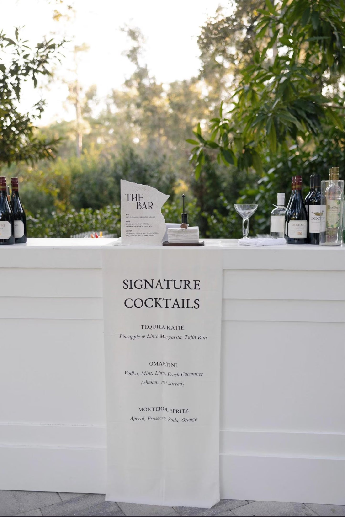 Wedding Bar Menu