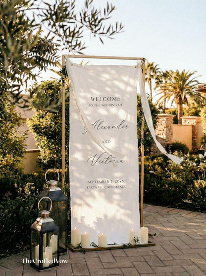 Personalized Linen Wedding Welcome Sign