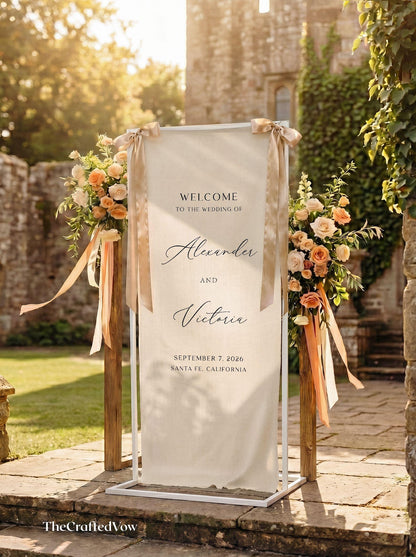 Personalized Linen Wedding Welcome Sign