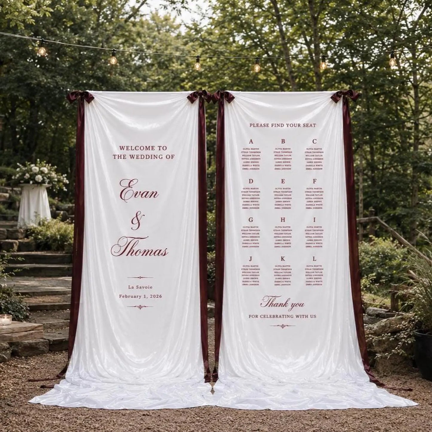 Elegant Satin Sign & Seating Chart Set